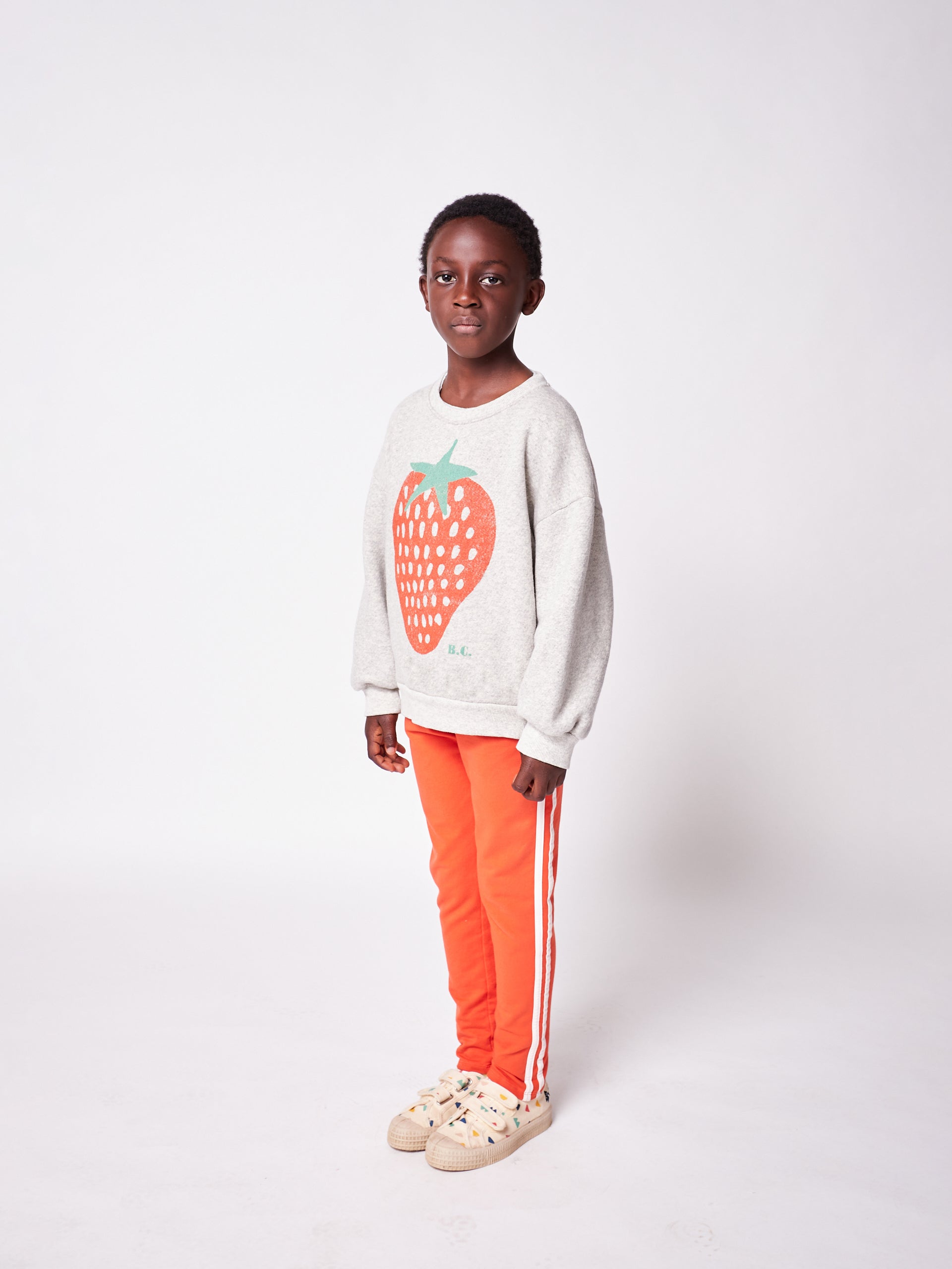 Boys & Girls Grey Strawberry Cotton Sweatshirt