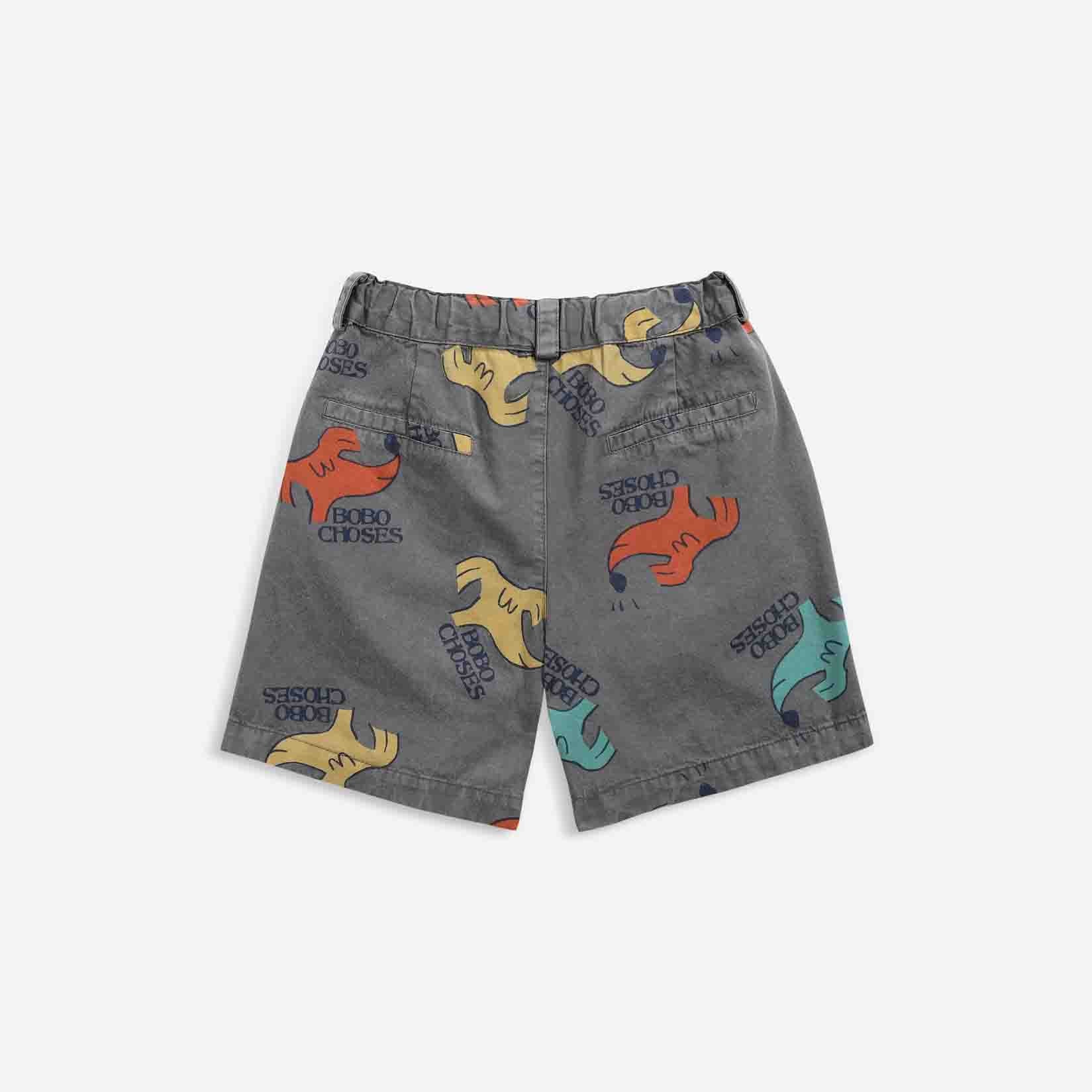 Boys & Girls Dark Grey Dog Cotton Shorts