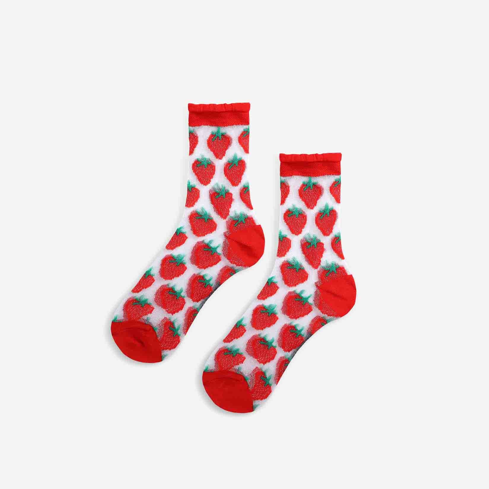 Boys & Girls Red Strawberry Long Socks