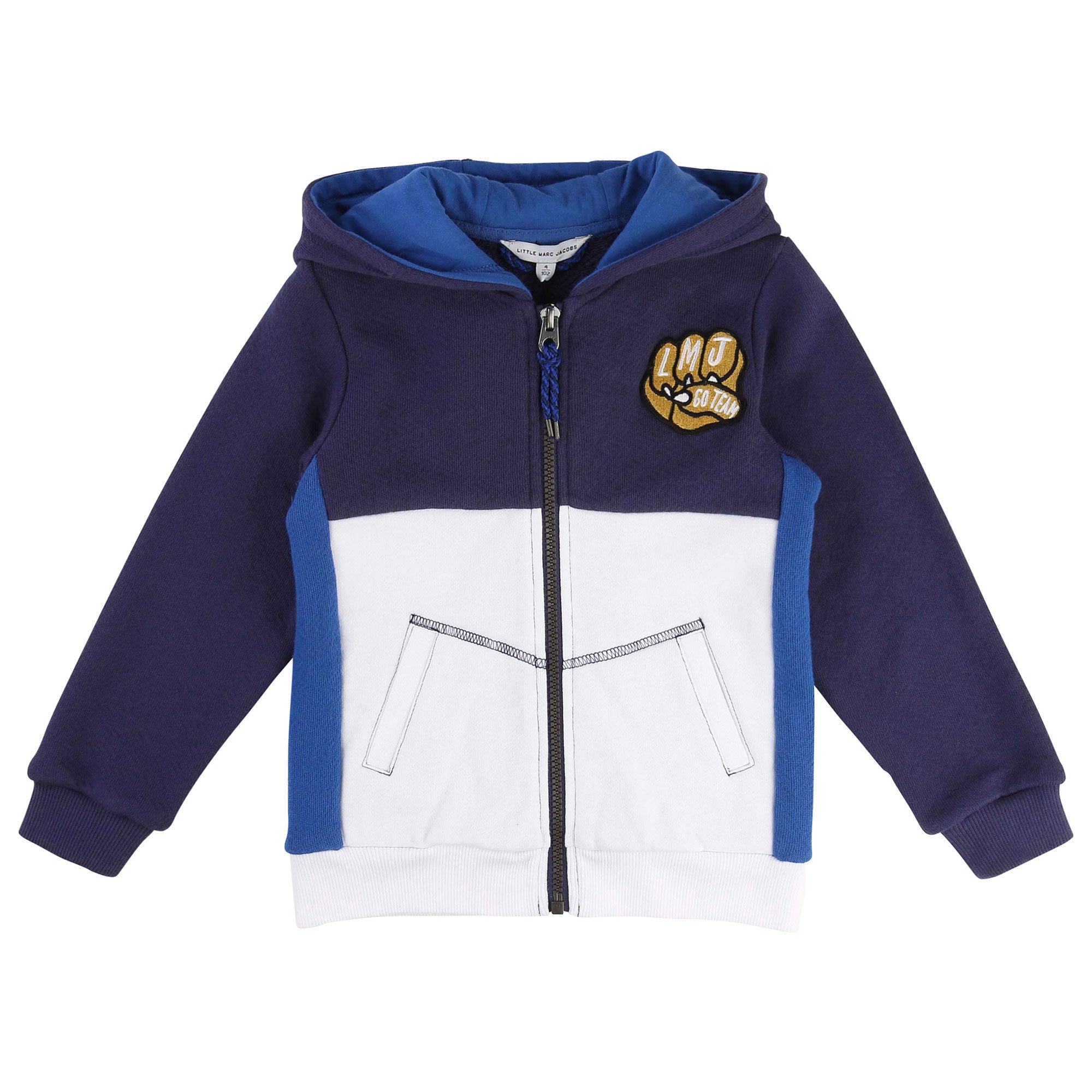 Boys Blue & White Hooded Cotton Zip-Up Top - CÉMAROSE | Children's Fashion Store