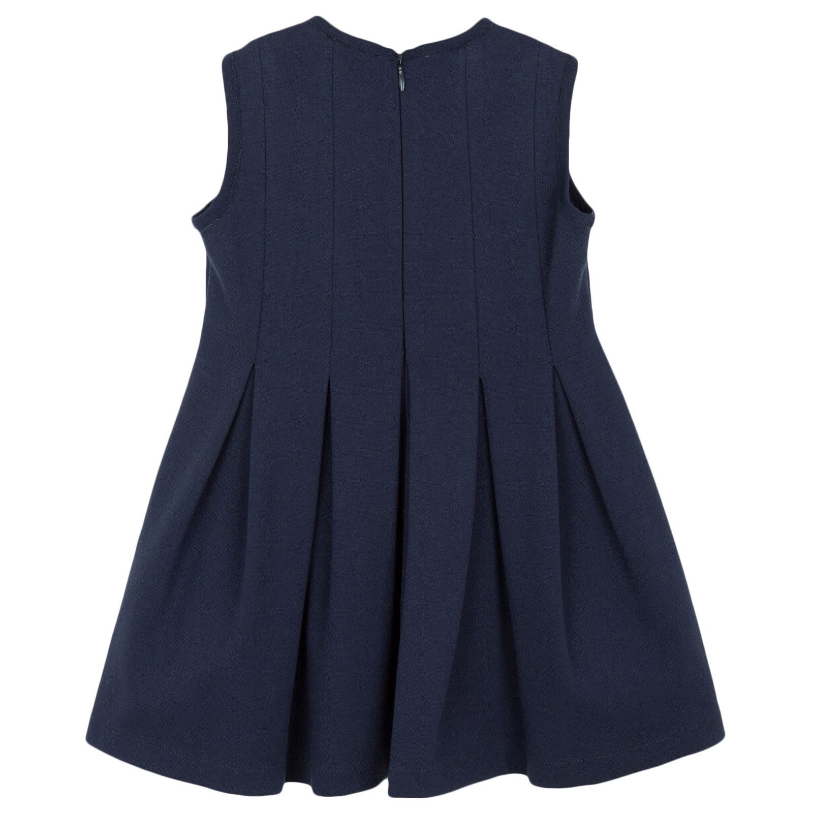 Girls Navy Blue Jersey Dress With Fancy Flower - CÉMAROSE | Children's Fashion Store - 2