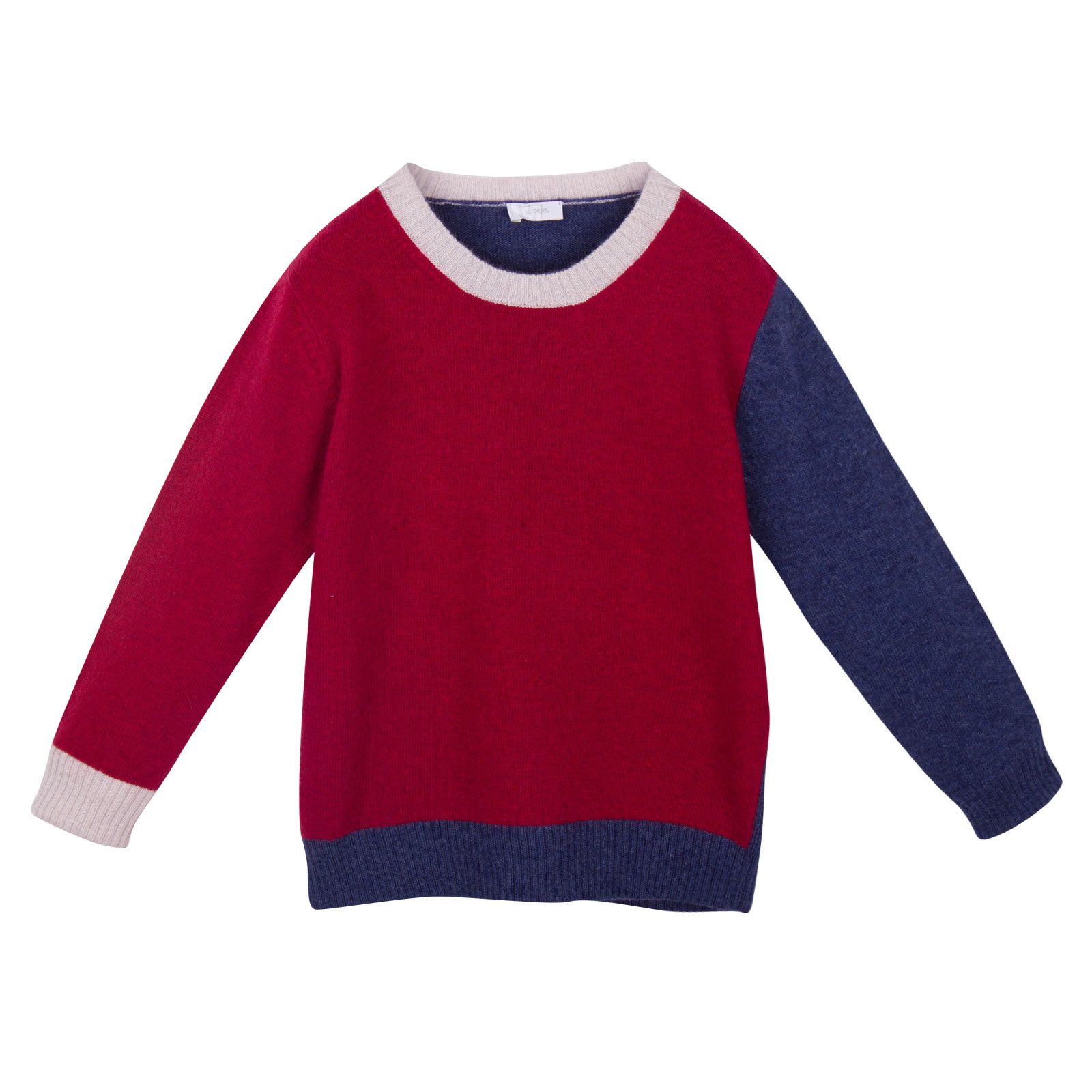 Boys Red&Blue Crew Neck Knitted Sweater - CÉMAROSE | Children's Fashion Store - 1