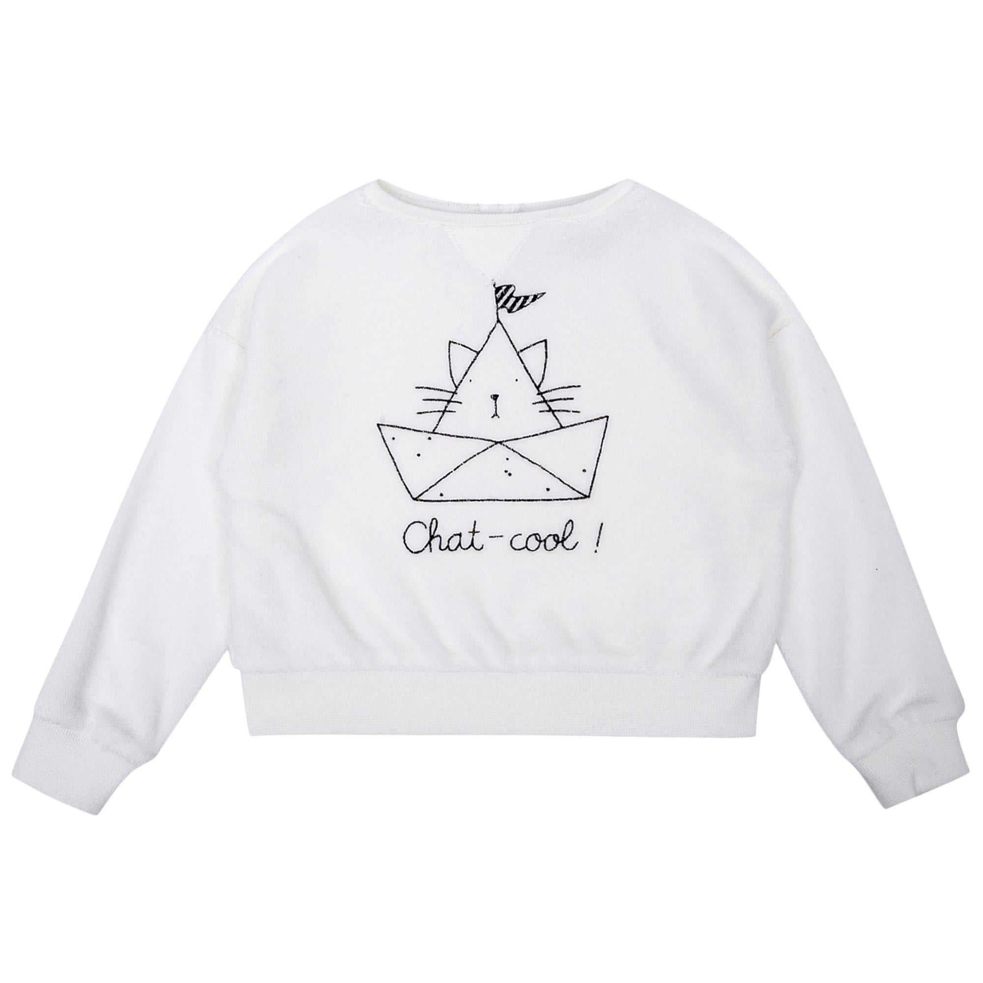 Girls White Cotton Sweater