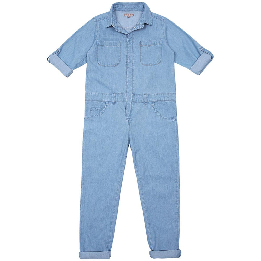 Girls Blue Denim Cotton Jeans Romper