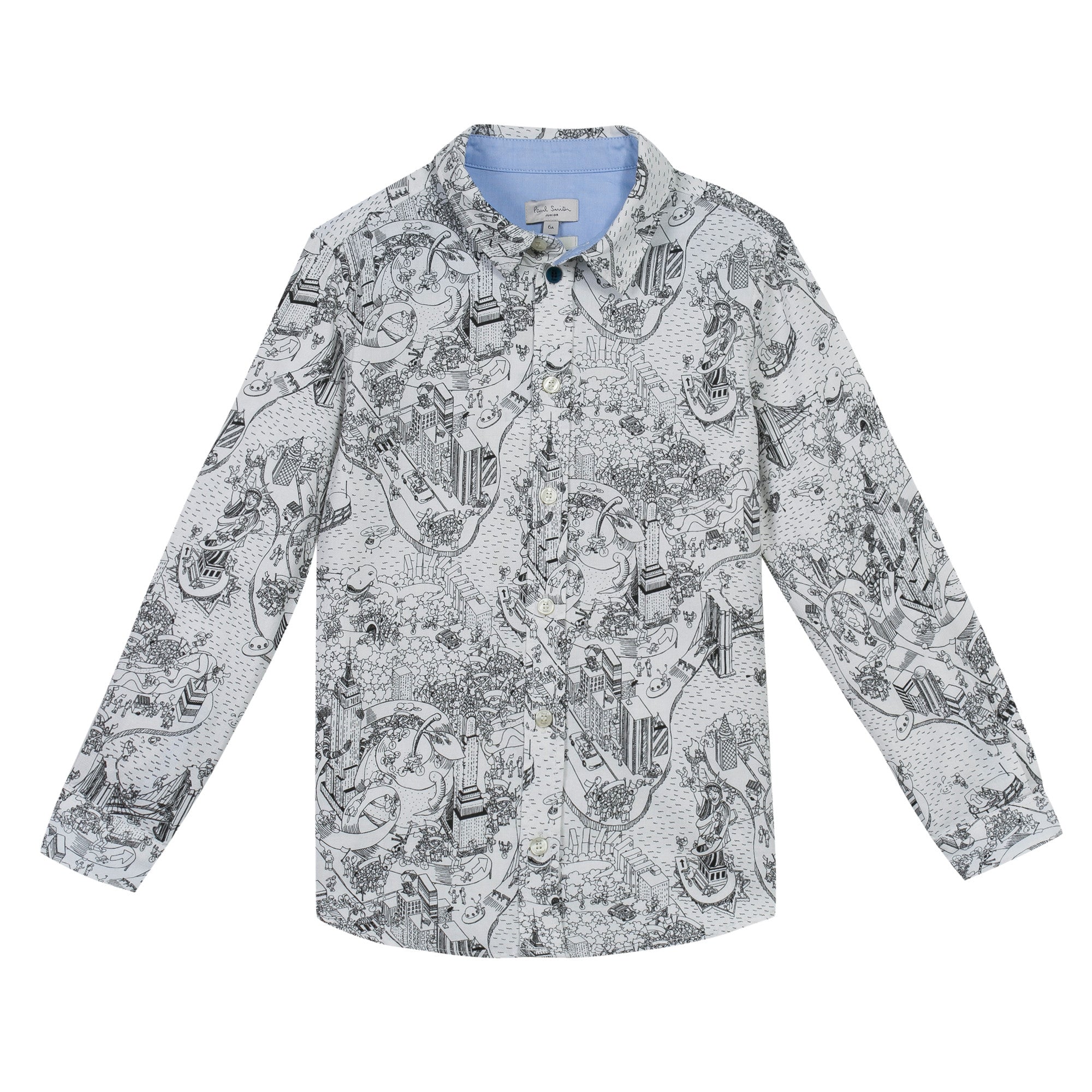 Boys Cream Allover Fancy Printed Cotton Shirt - CÉMAROSE | Children's Fashion Store