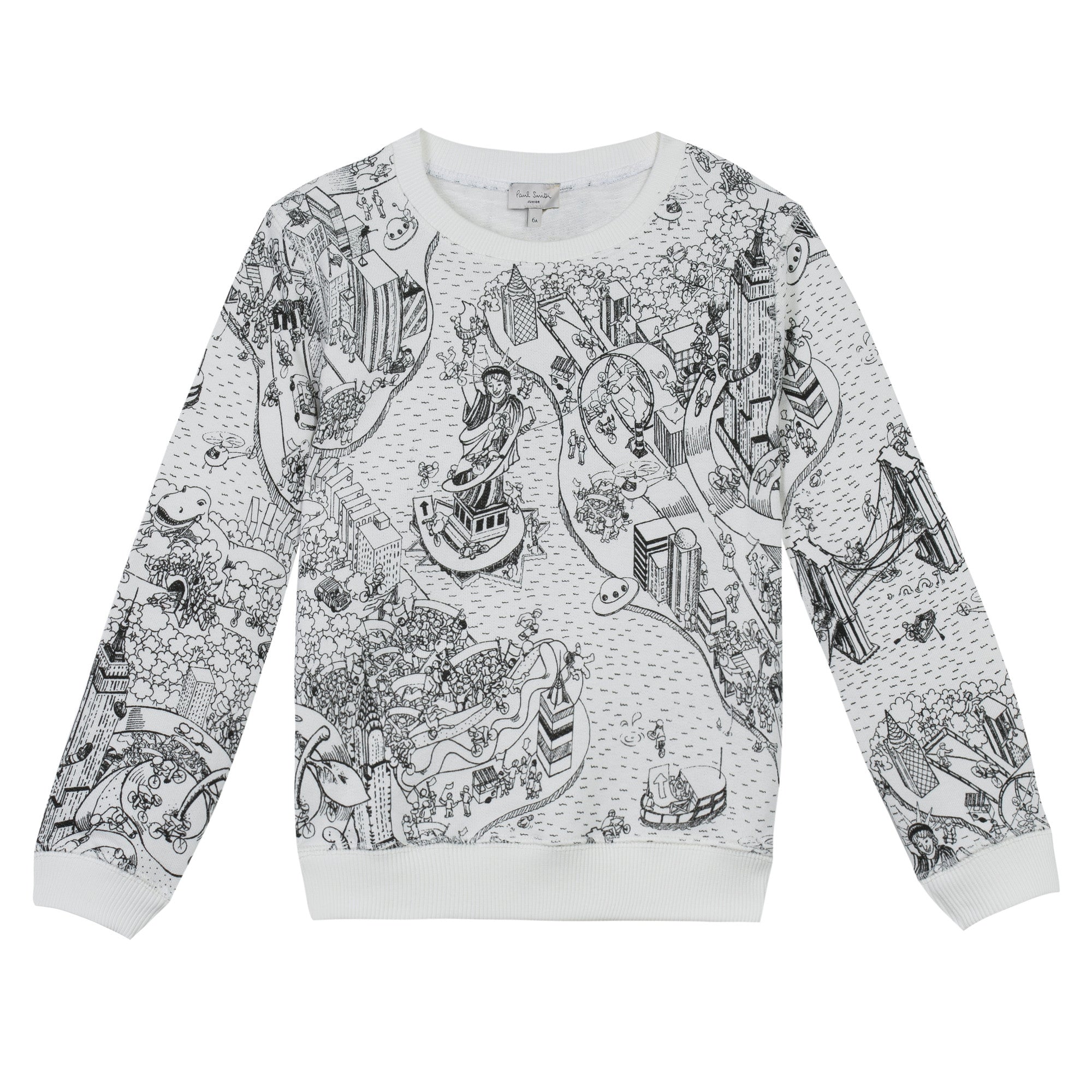 Boys Cream Fancy Printed Cotton Sweatshirt - CÉMAROSE | Children's Fashion Store - 1