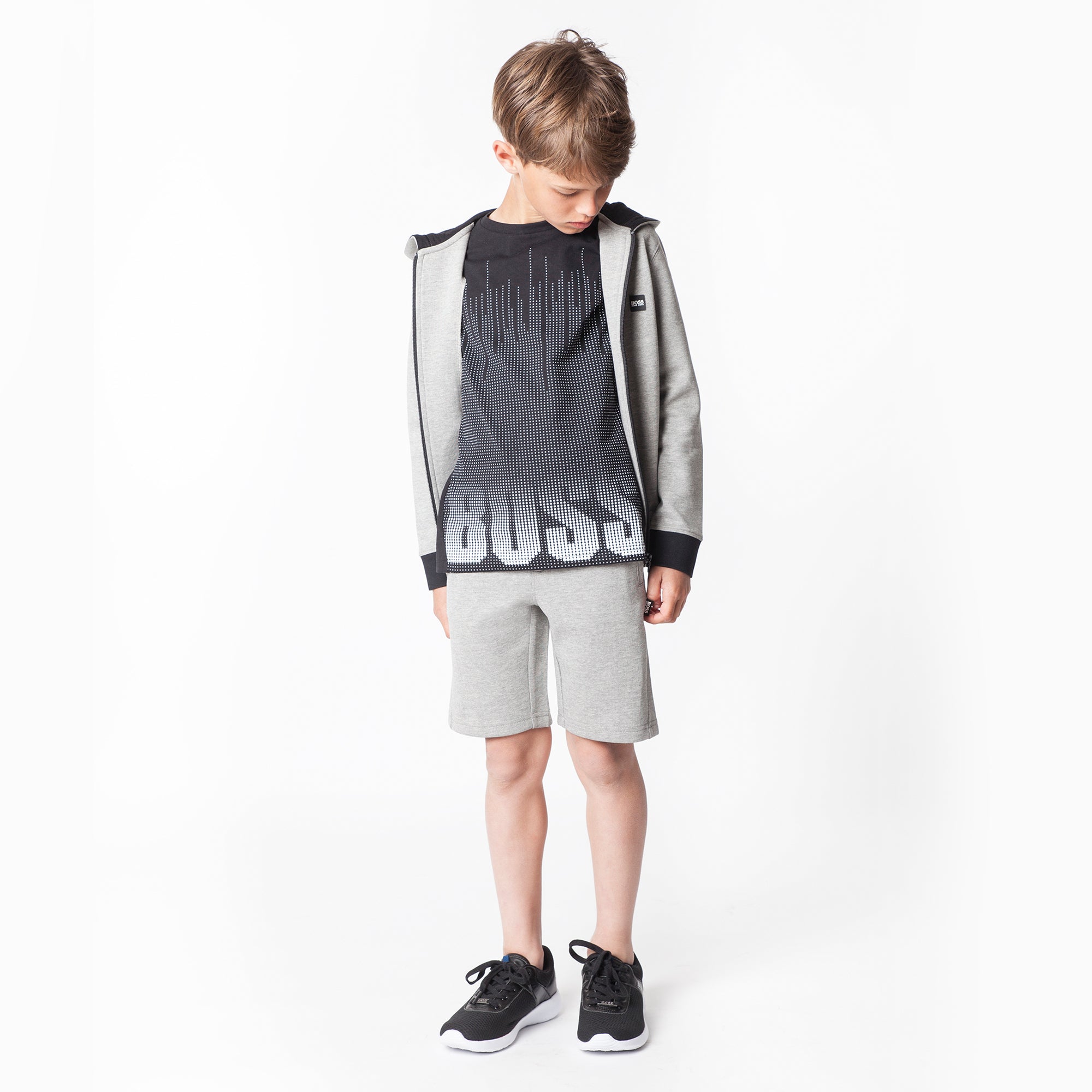 Boys Black Logo Cotton T-shirt