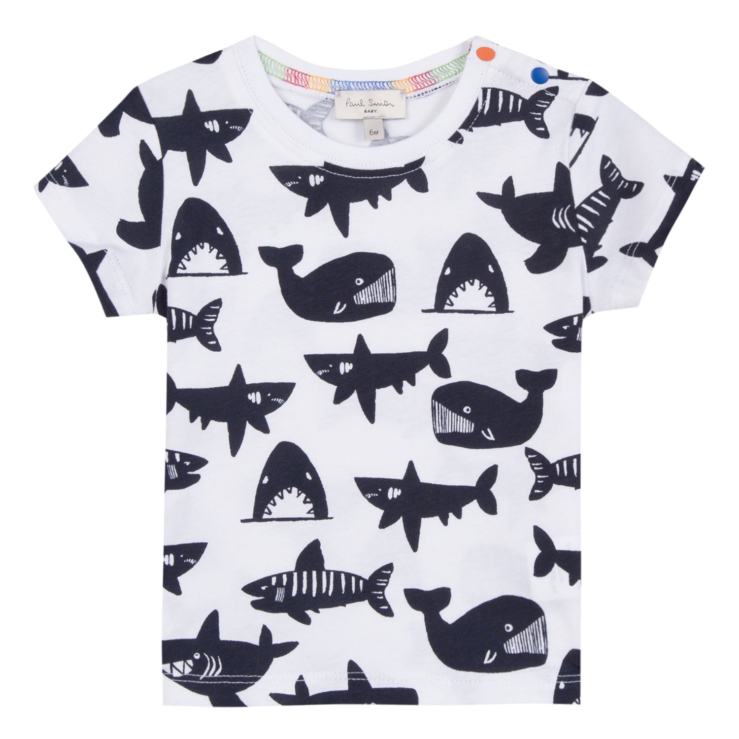 Boys White Printed Cotton T-shirt