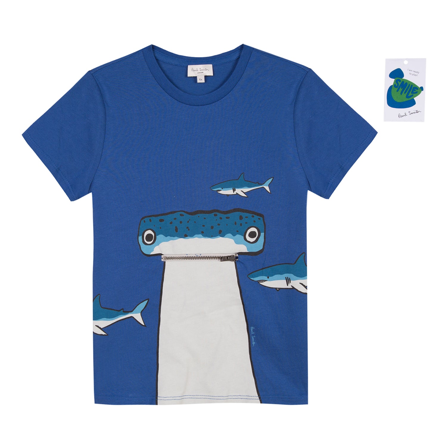 Boys Blue Printed Cotton T-shirt