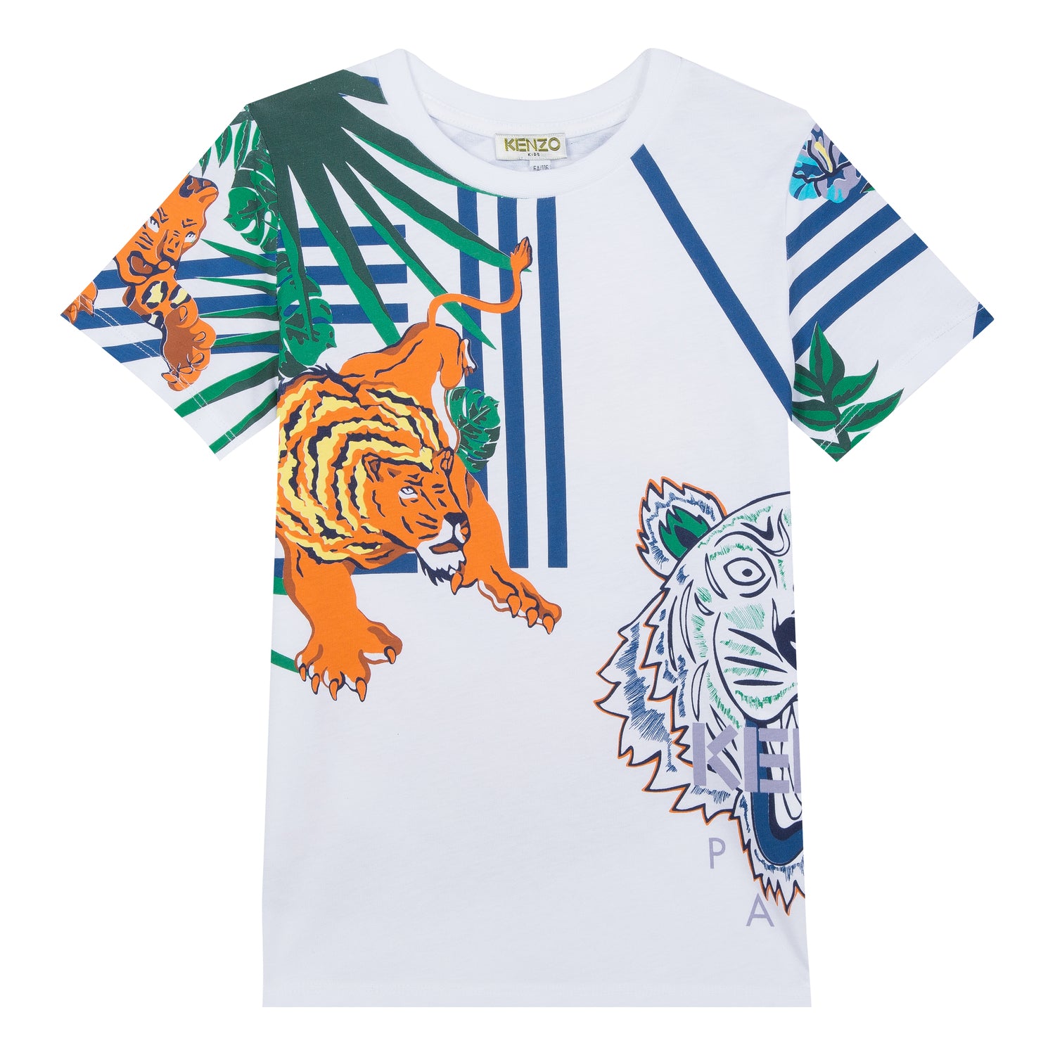 Boys White Printed Cotton T-shirt