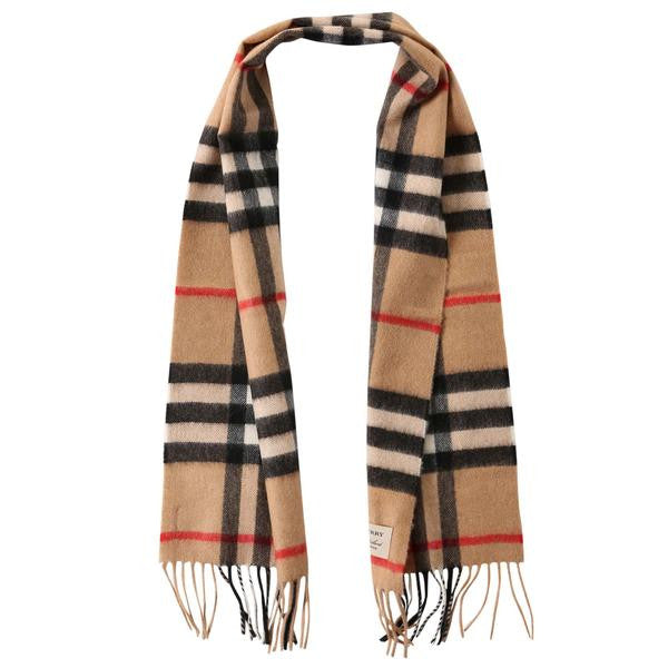 Boys & Girls Beige Check Cashmere Scarf