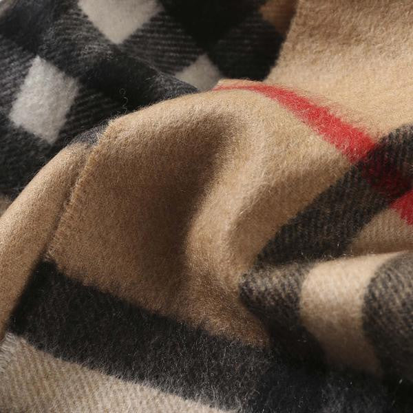 Boys & Girls Beige Check Cashmere Scarf