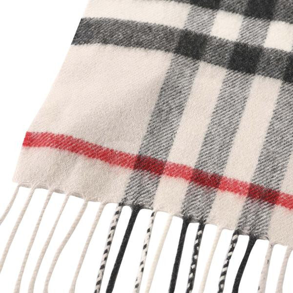 Boys & Girls Milk White Check Cashmere Scarf