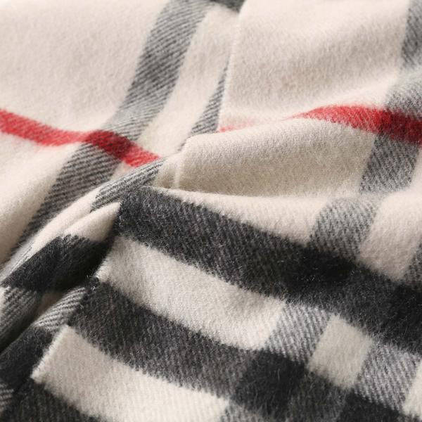 Boys & Girls Milk White Check Cashmere Scarf