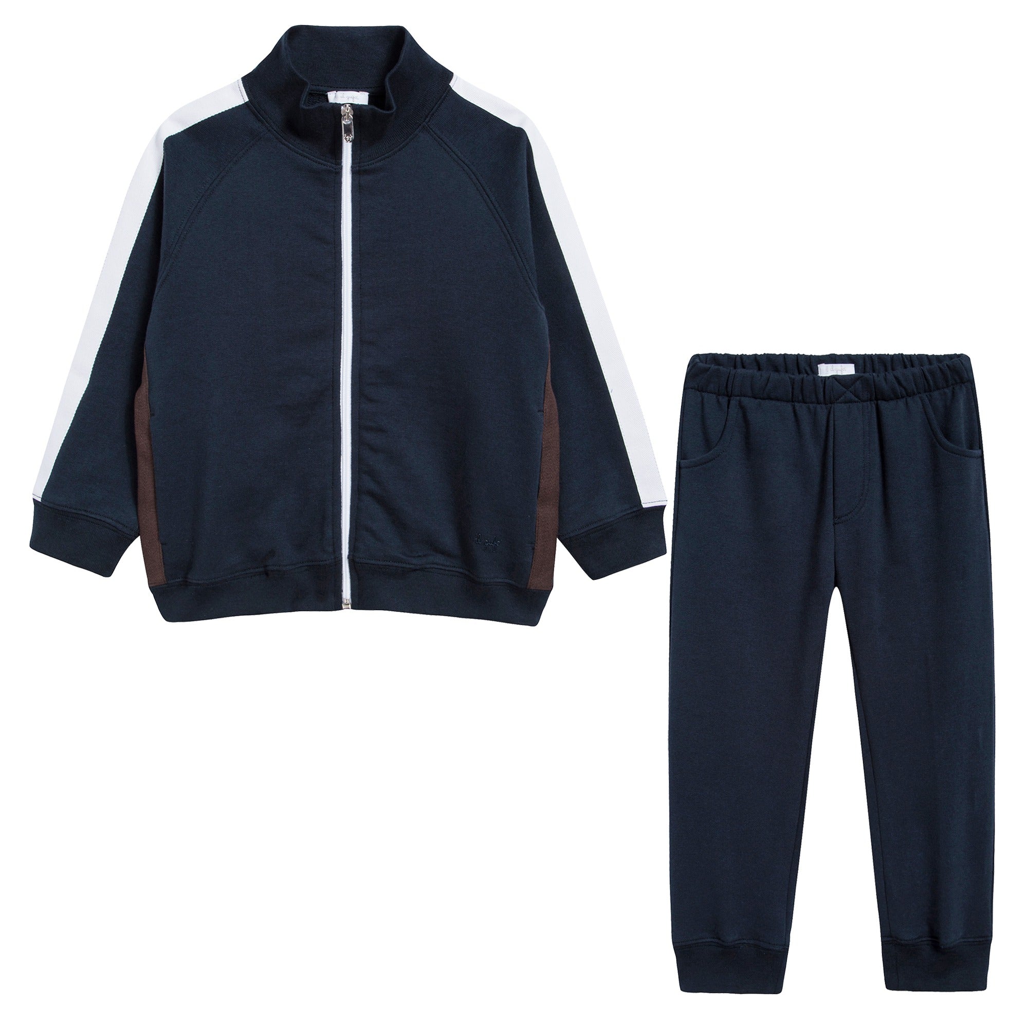 Baby Boys Dark Blue & Cocoa Cotton Two Piece Set