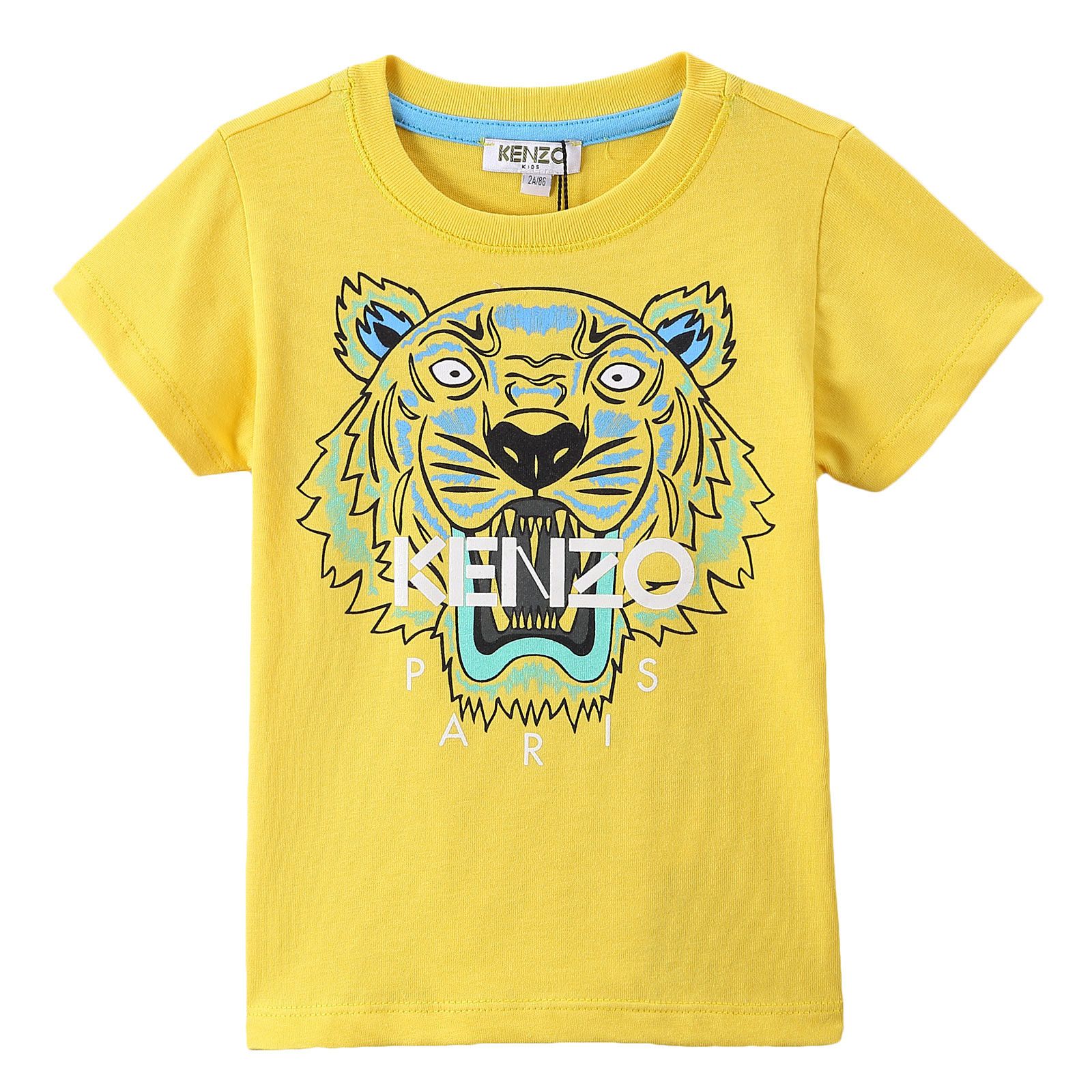 Boys Light Yellow Tiger Head Printed Cotton T-Shirt - CÉMAROSE | Children's Fashion Store - 1