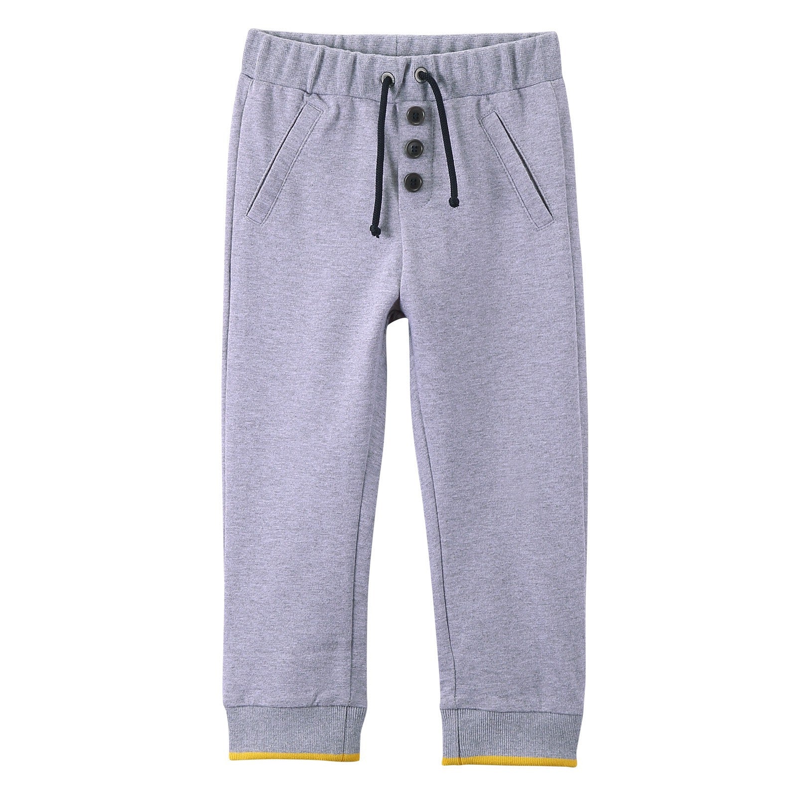 Baby Boys Grey Drawstring Trousers With Ribbed Cuffs - CÉMAROSE | Children's Fashion Store - 1