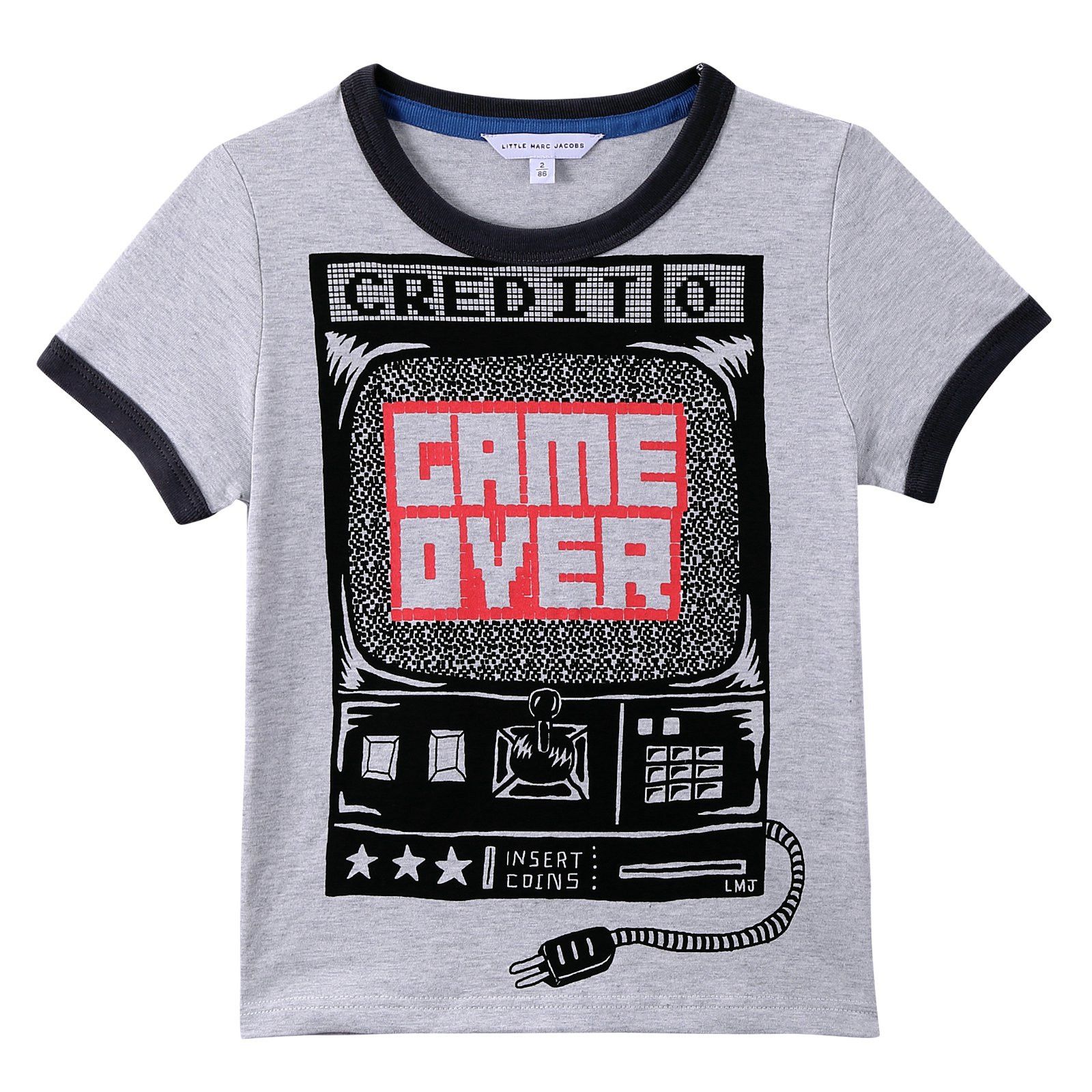 Boys Grey Cotton T-Shirt With Fancy Illustration Print - CÉMAROSE | Children's Fashion Store - 1