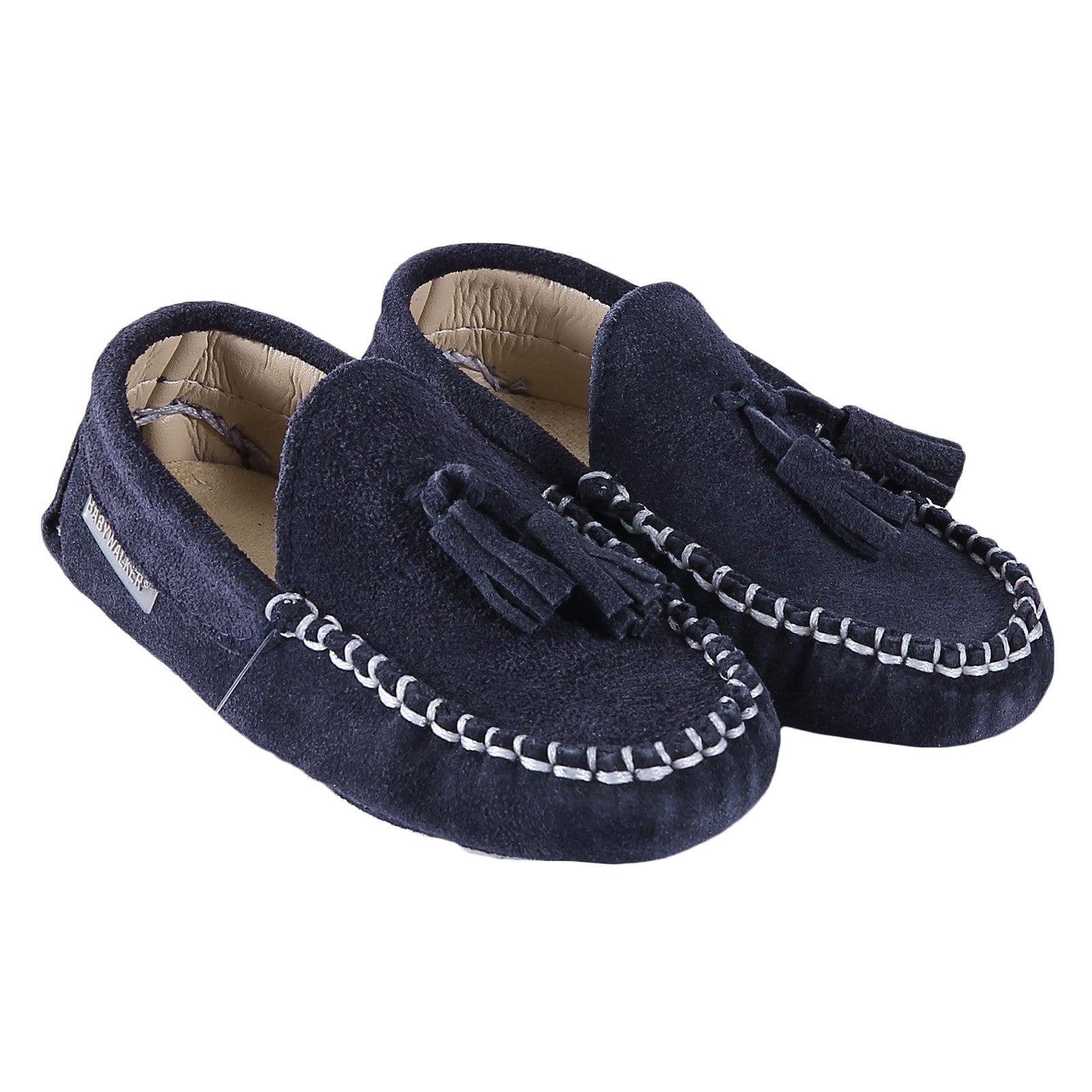 Boys&Girls Navy Blue Suede Leather Loafers - CÉMAROSE | Children's Fashion Store - 1