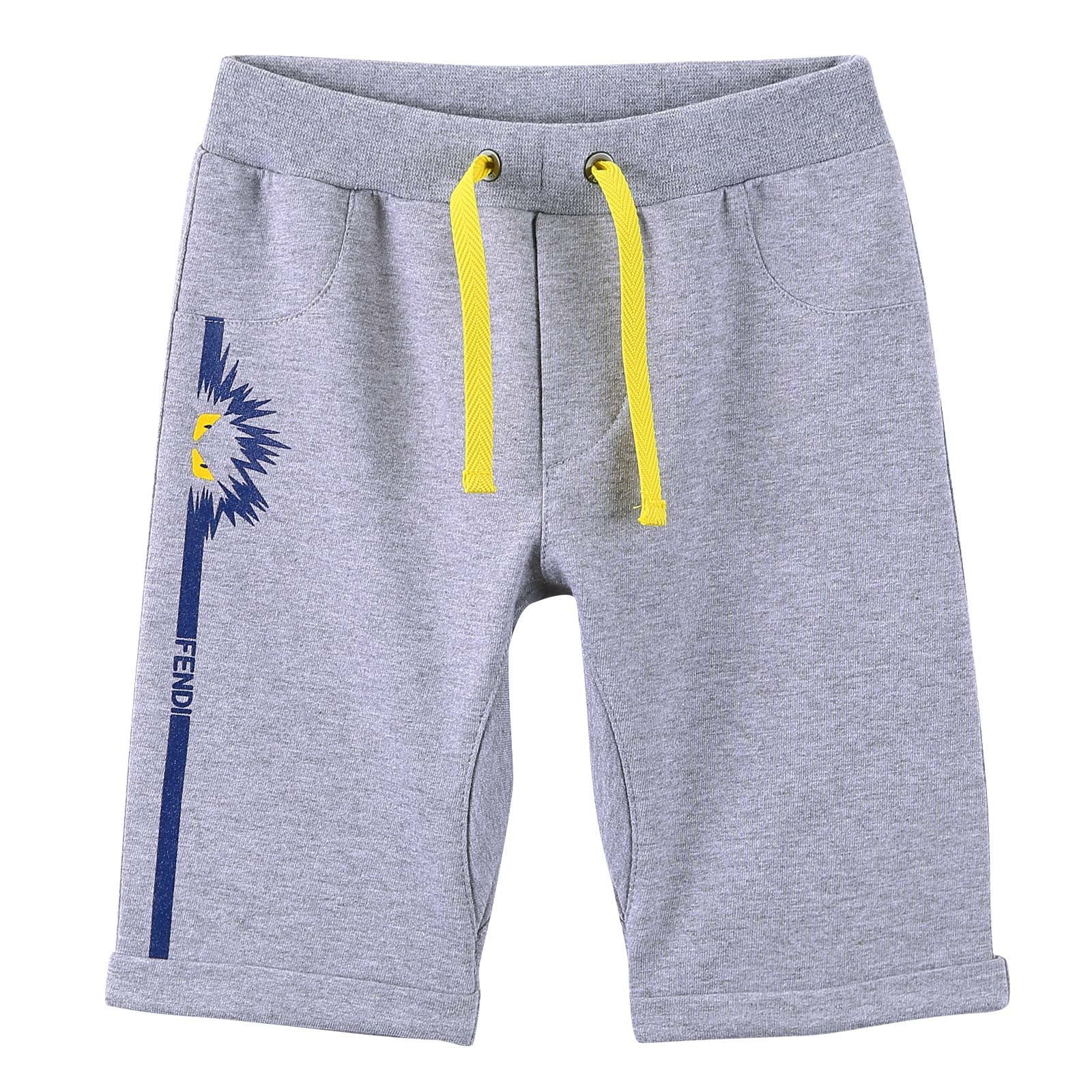 Baby Boys Grey Cotton Printed Trims Bermuda Short - CÉMAROSE | Children's Fashion Store - 1