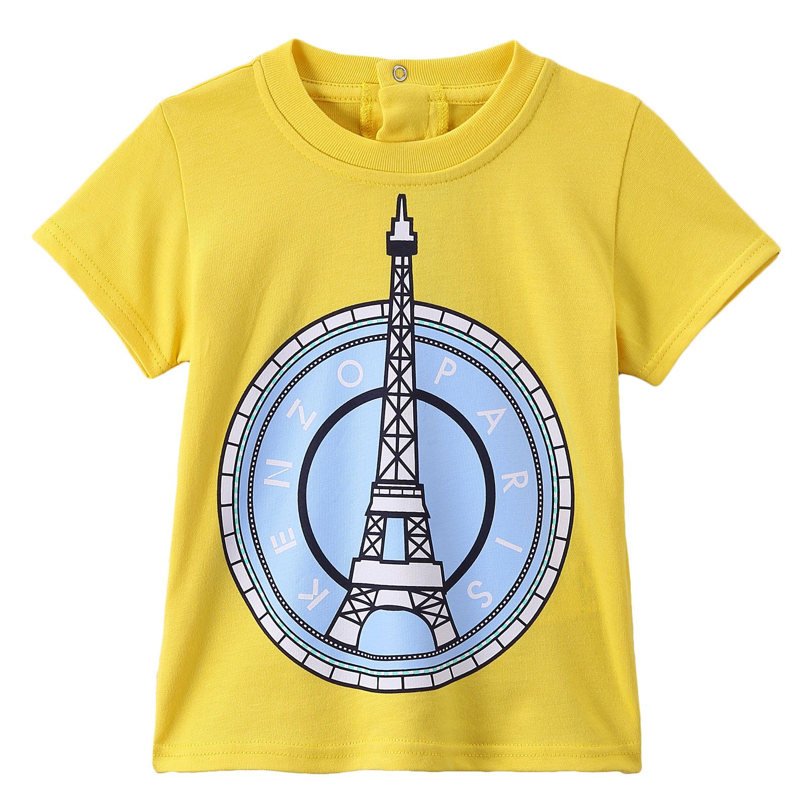 Boys Yellow  Paris Eiffel Tower Printed Cotton T-Shirt - CÉMAROSE | Children's Fashion Store - 1