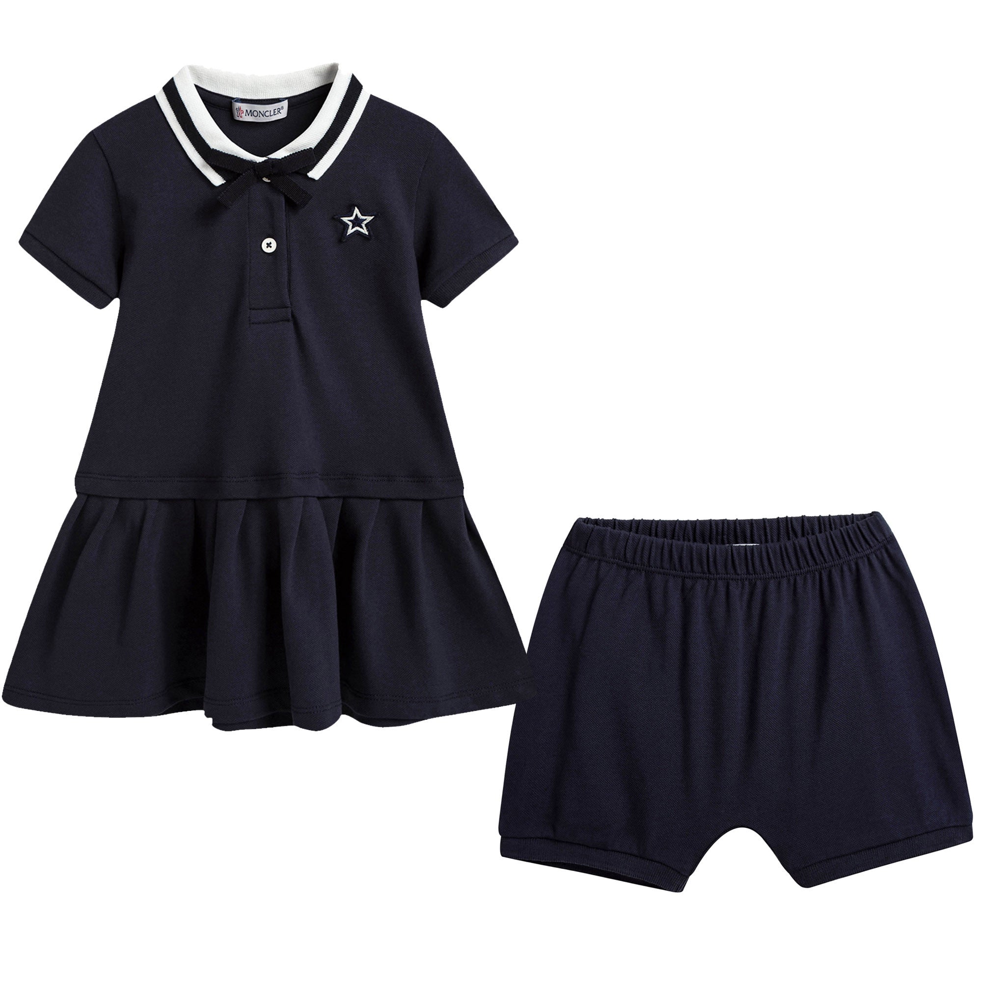 Baby Girls Navy Blue Polo Dress With Shorts