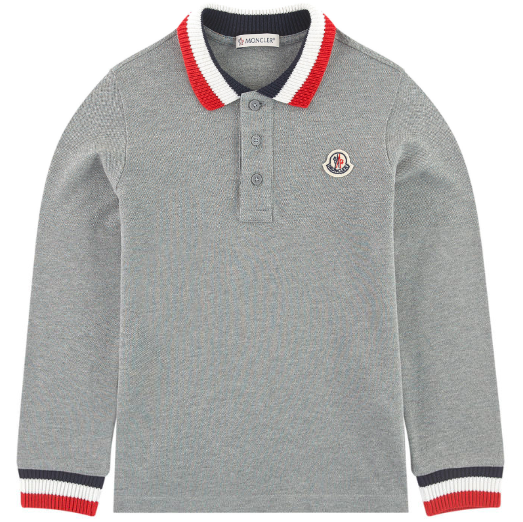 Boys Grey Cotton Polo Shirt