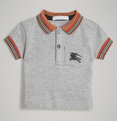 Baby Boys Grey Cotton Polo Shirt