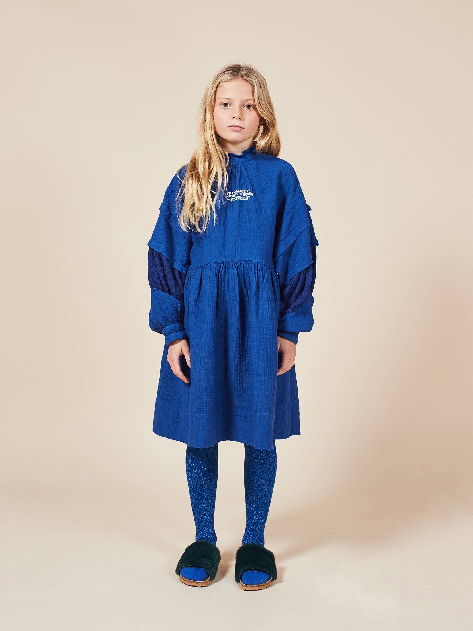 Girls Electric Blue Princess Cotton Dress