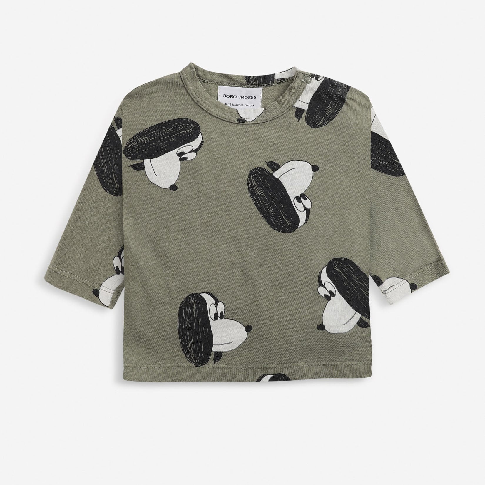 Baby Boys & Girls Dark Green Printed Cotton T-Shirt