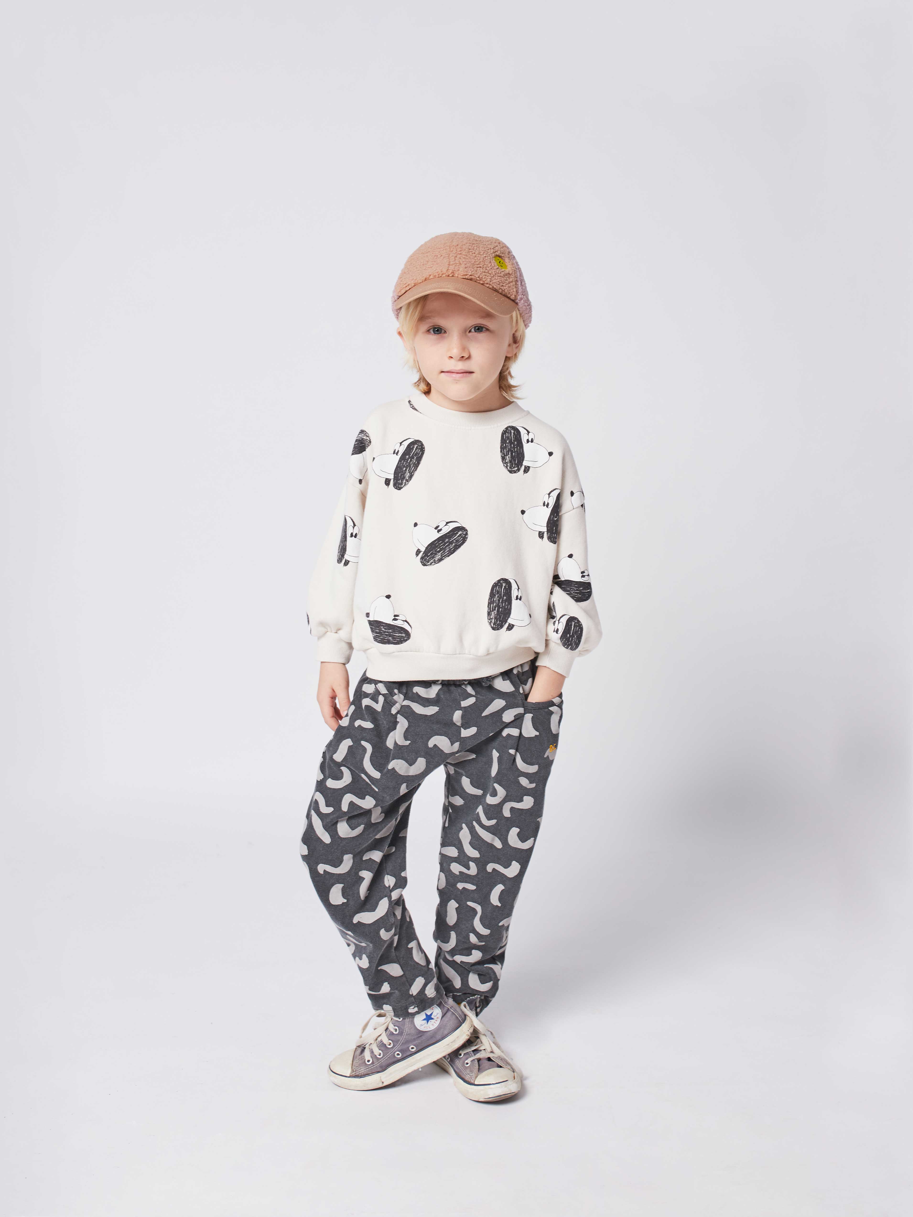 Boys & Girls Beige Printed Cotton Sweatshirt