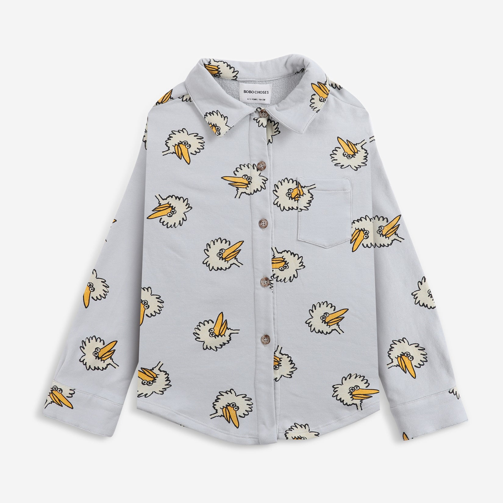 Boys & Girls Grey Printed Cotton Shirt