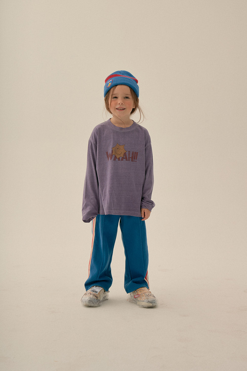 Boys & Girls Purple Printed Cotton T-Shirt