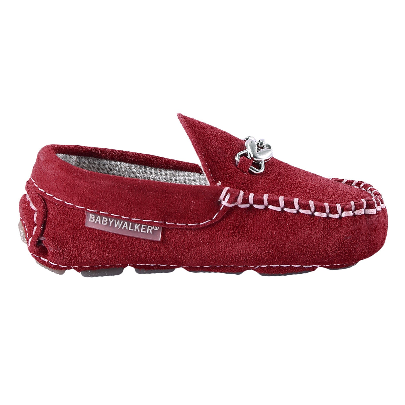 Boys Red Metallic Buckle Emellished Suede Leather Loafers - CÉMAROSE | Children's Fashion Store - 2