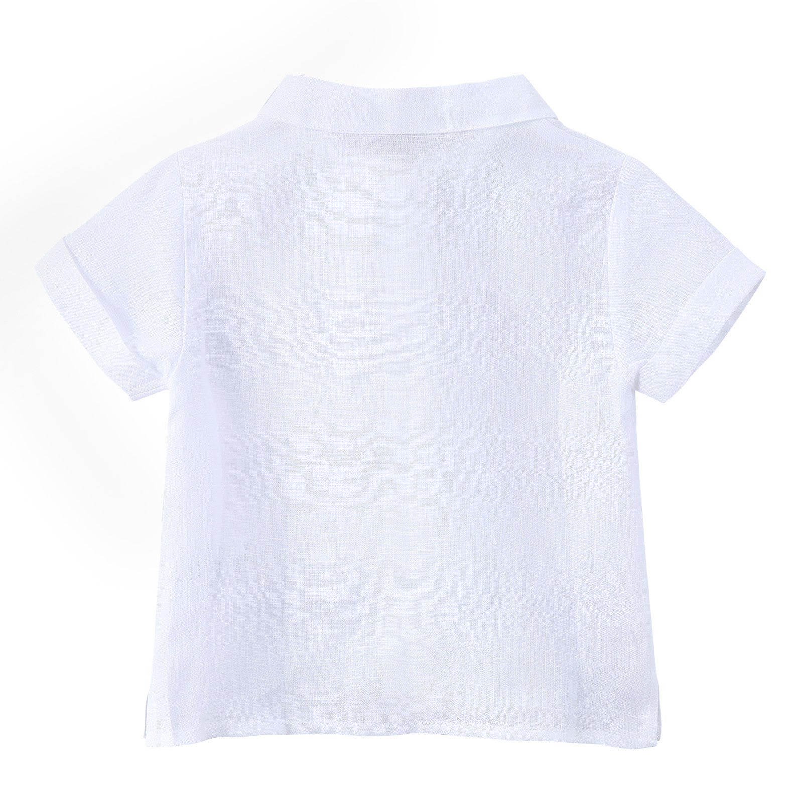 Baby Boys White Linen Shirt With Grey Bow - CÉMAROSE | Children's Fashion Store - 2