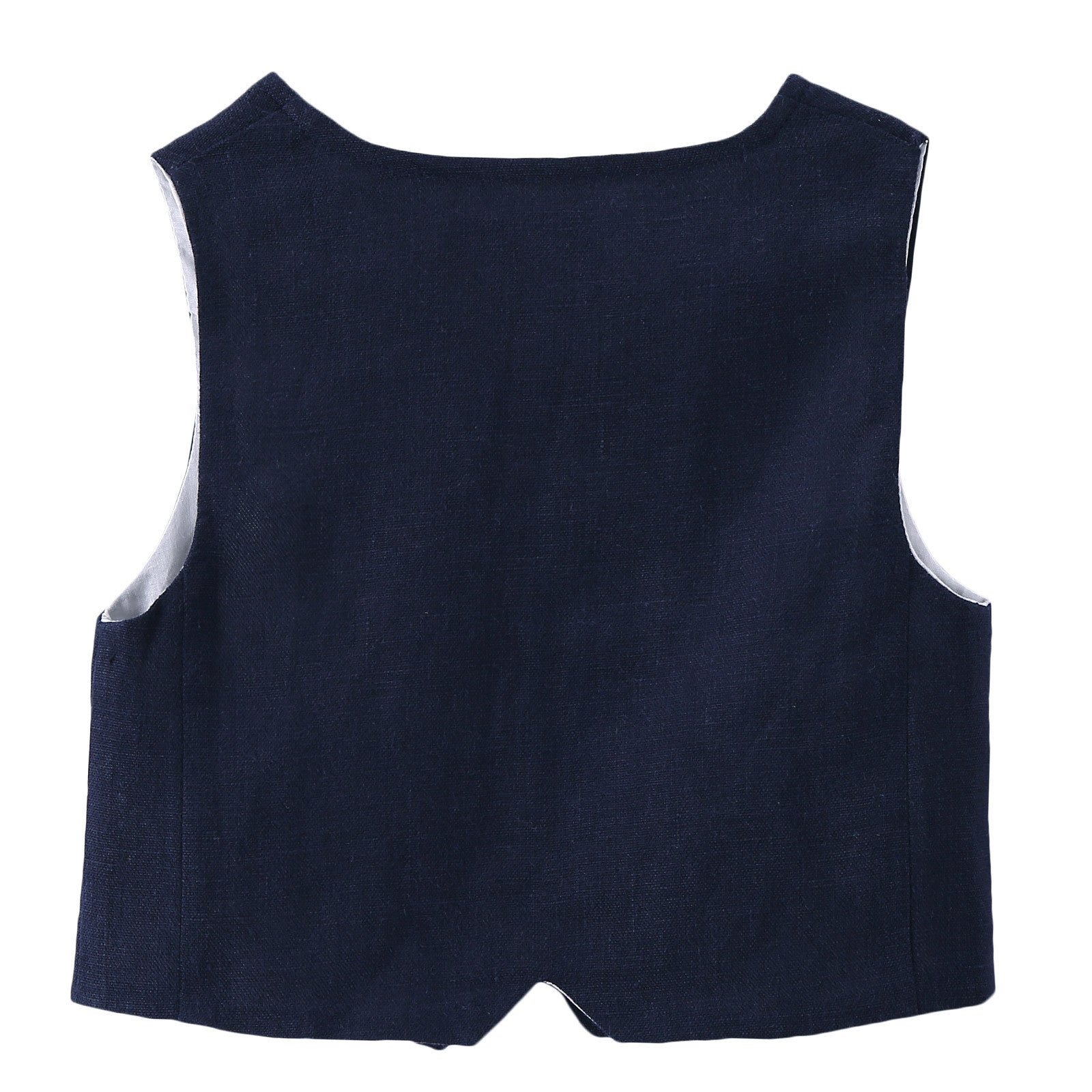 Baby Boys Navy Blue Linen Vest With Pocket - CÉMAROSE | Children's Fashion Store - 2