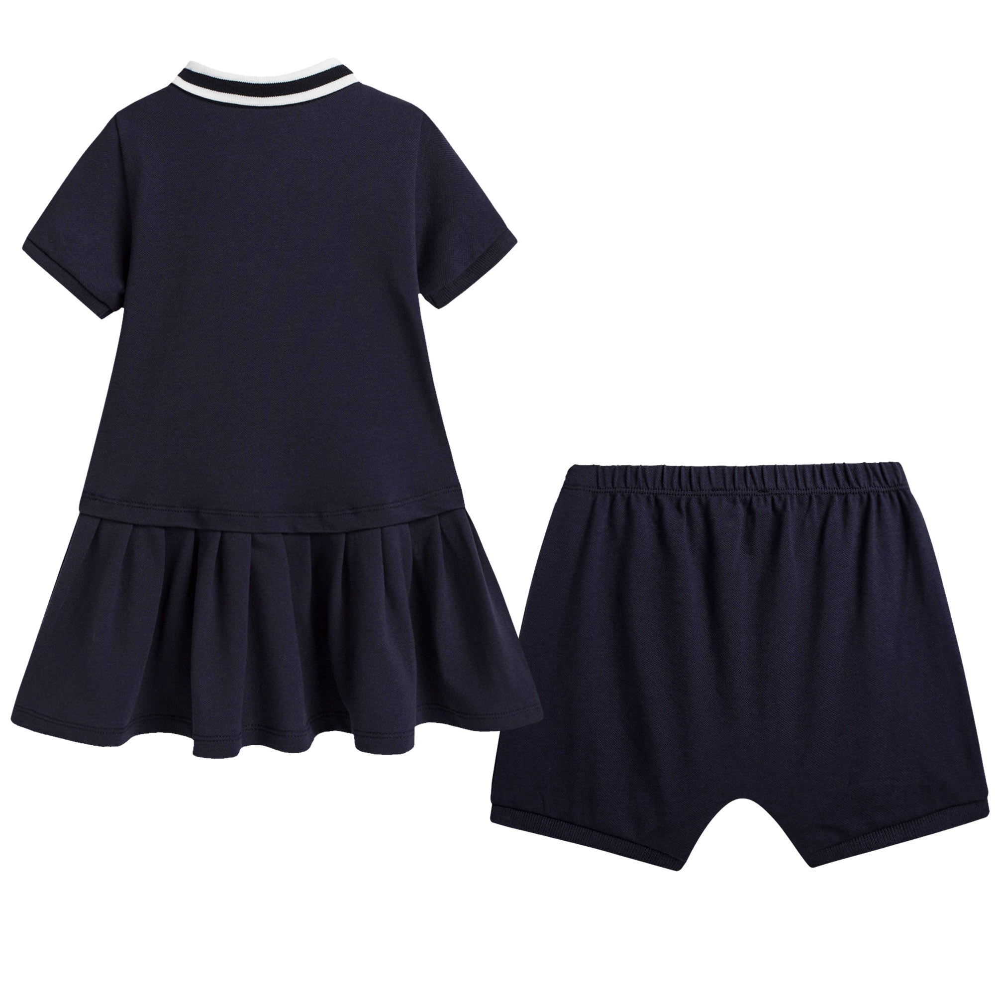 Baby Girls Navy Blue Polo Dress With Shorts