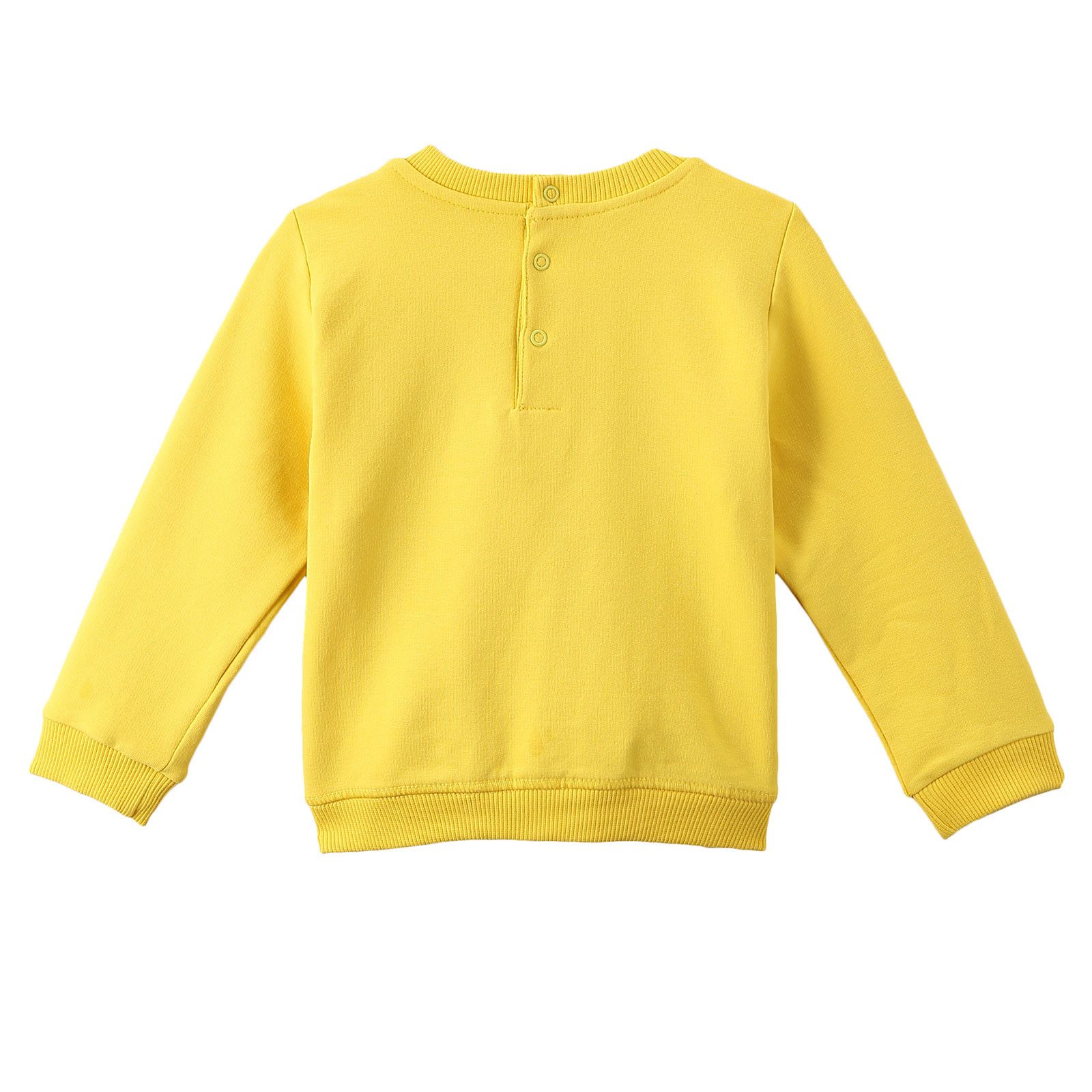 Boys Yellow Cotton Sweatshirt With Embroidered Tiger Head Trims - CÉMAROSE | Children's Fashion Store - 2