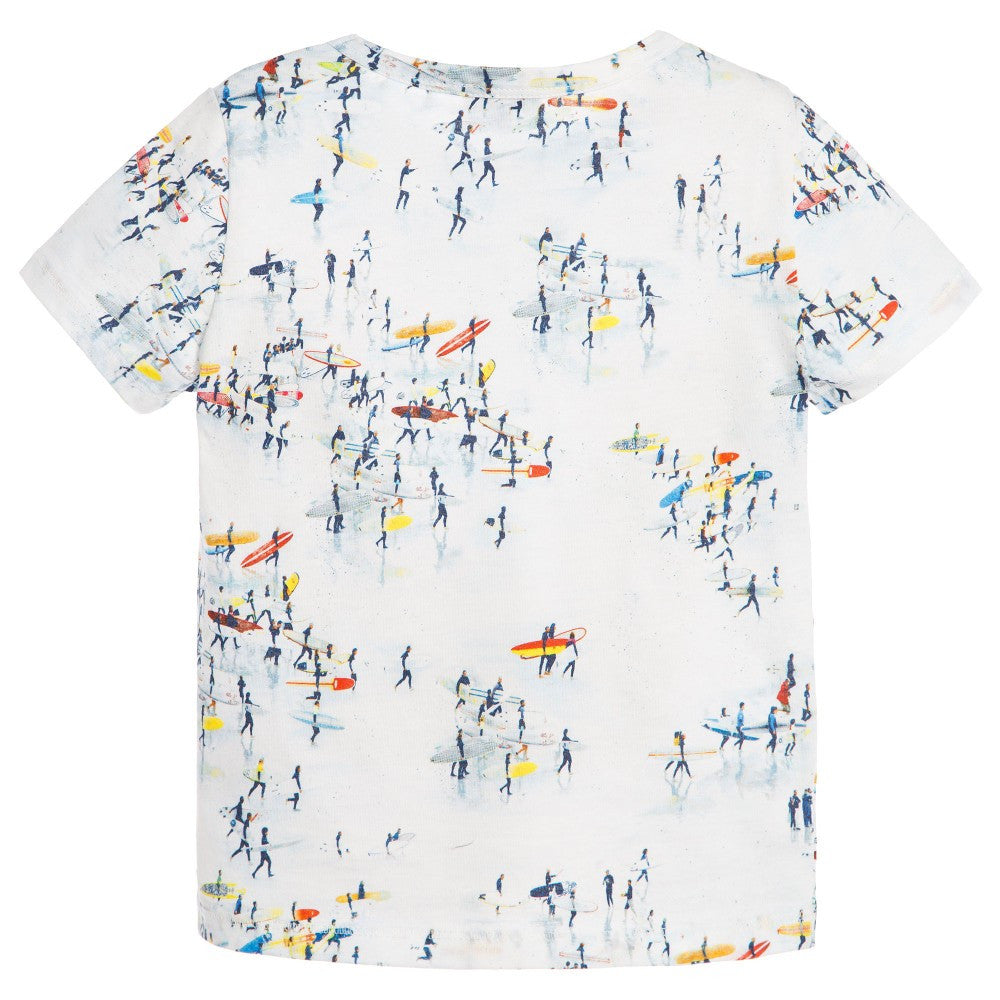 Boys White Cotton T-Shirt With Colorful Print Trims - CÉMAROSE | Children's Fashion Store - 2