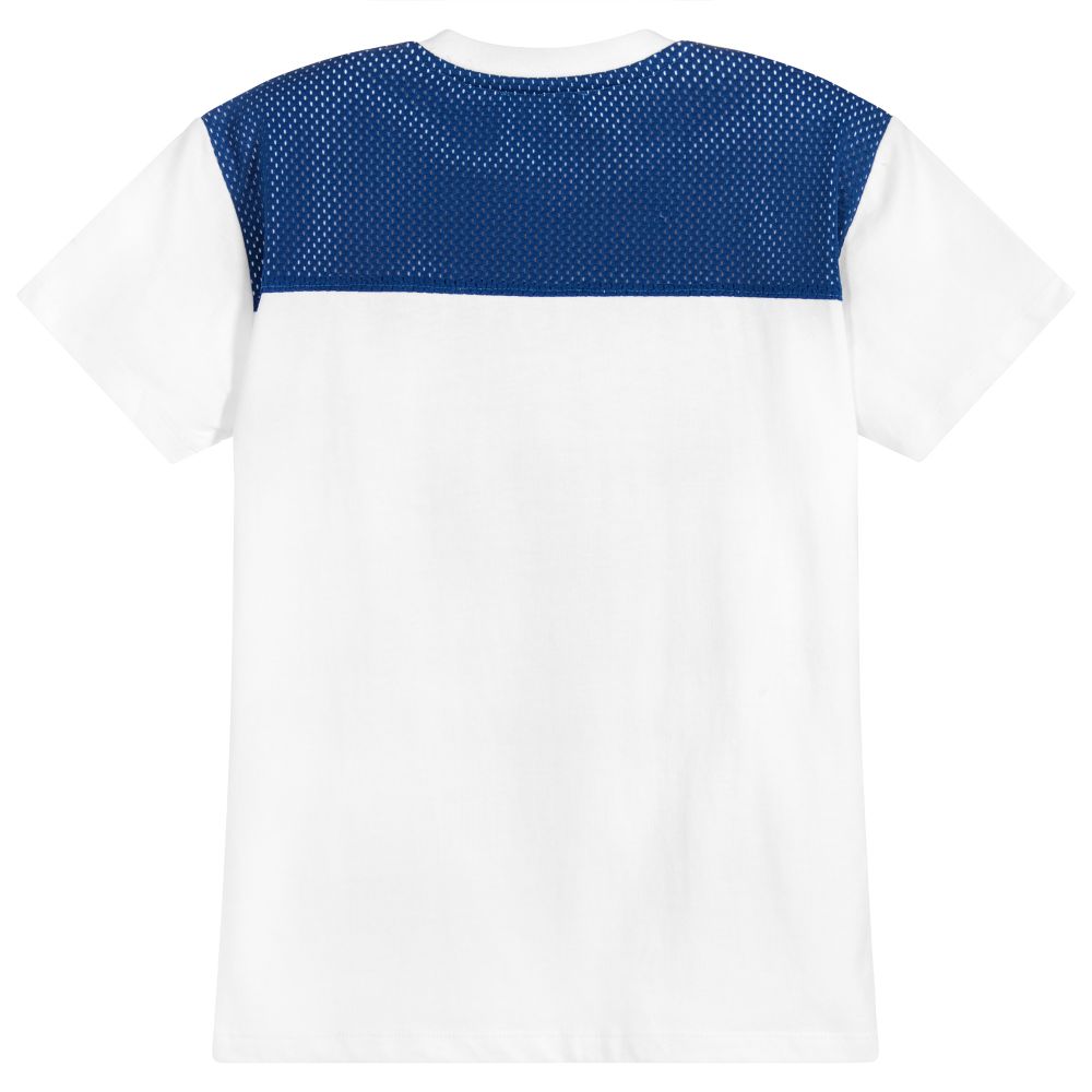 Boys White & Blue Printed T-shirt