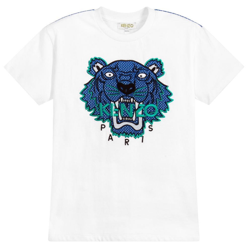 Boys White & Blue Printed T-shirt