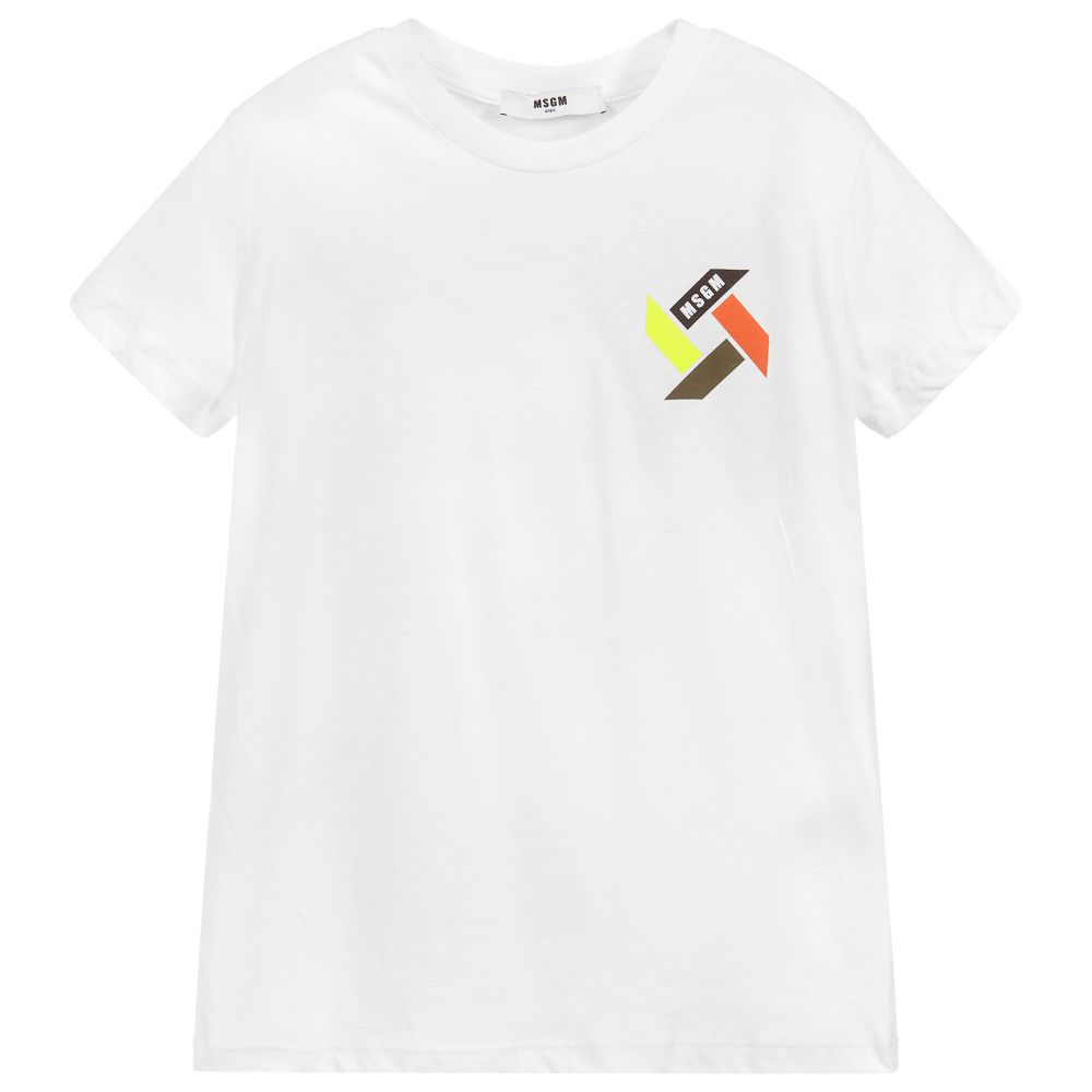 Boys White Cotton T-shirt