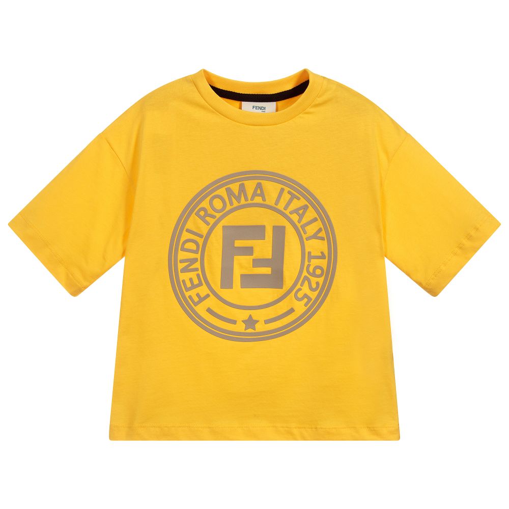 Boys Yellow Logo Cotton T-Shirt