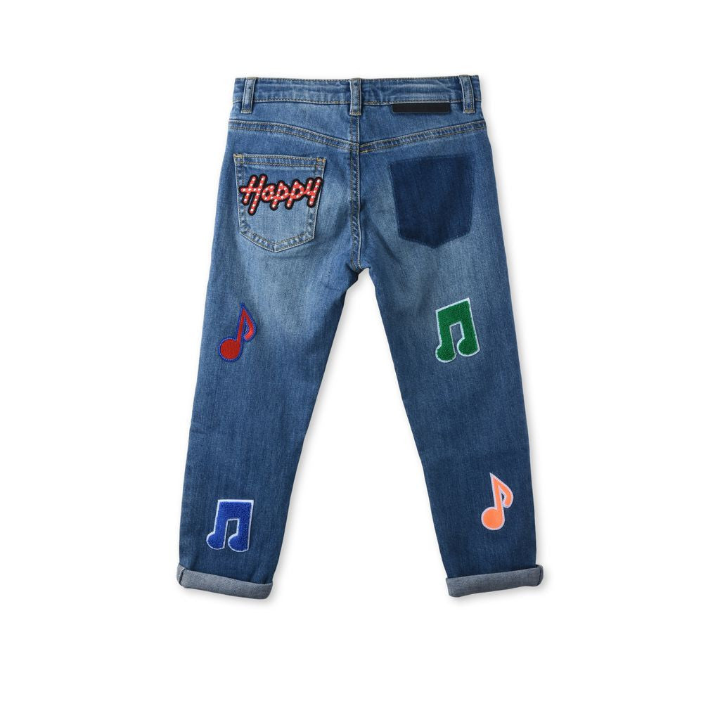 Boys Blue Denim 'Lohan' Jeans with Musical Note Appliqu - CÉMAROSE | Children's Fashion Store - 2