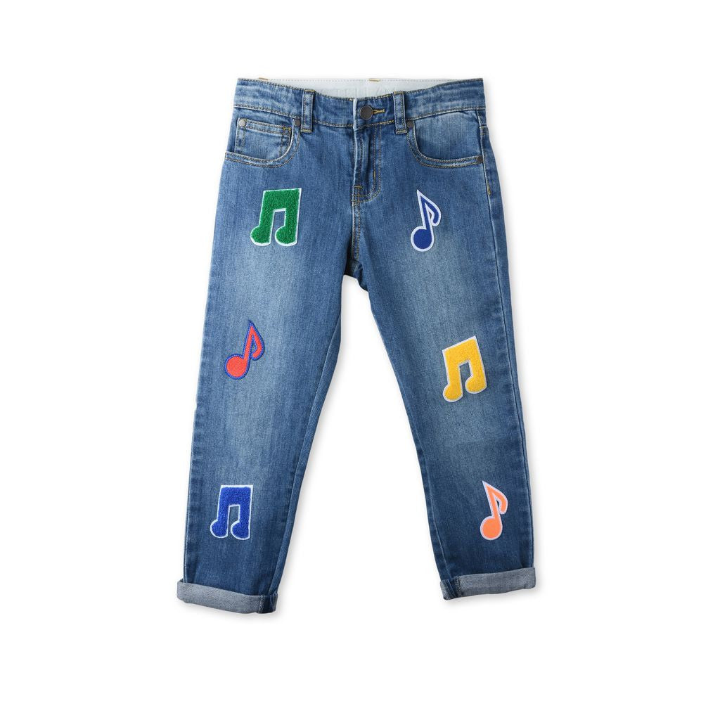 Boys Blue Denim 'Lohan' Jeans with Musical Note Appliqu - CÉMAROSE | Children's Fashion Store - 1