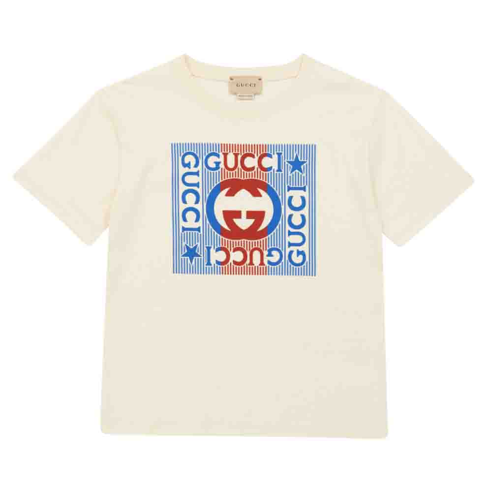 Boys & Girls White GG Cotton T-Shirt