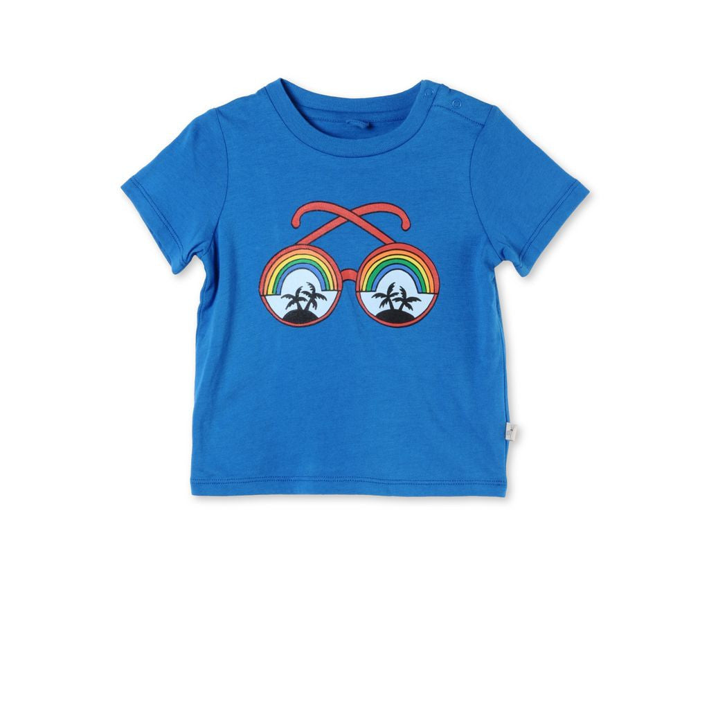 Baby Boys Blue  Sunglasses Print Chuckle T-shirt - CÉMAROSE | Children's Fashion Store - 1