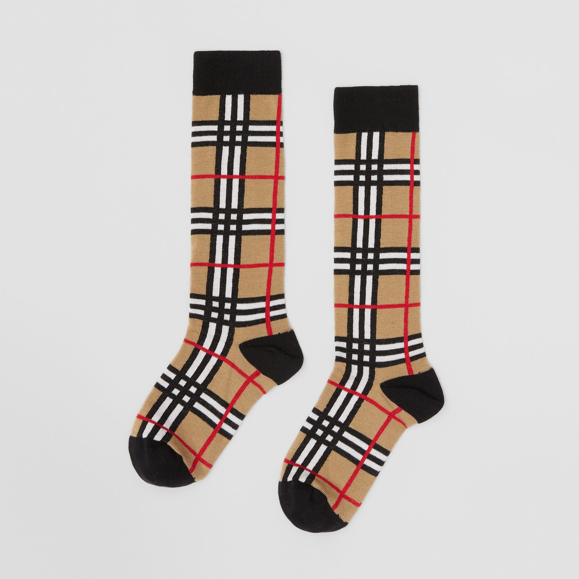 Boys & Girls Archive Beige Check Cotton Socks