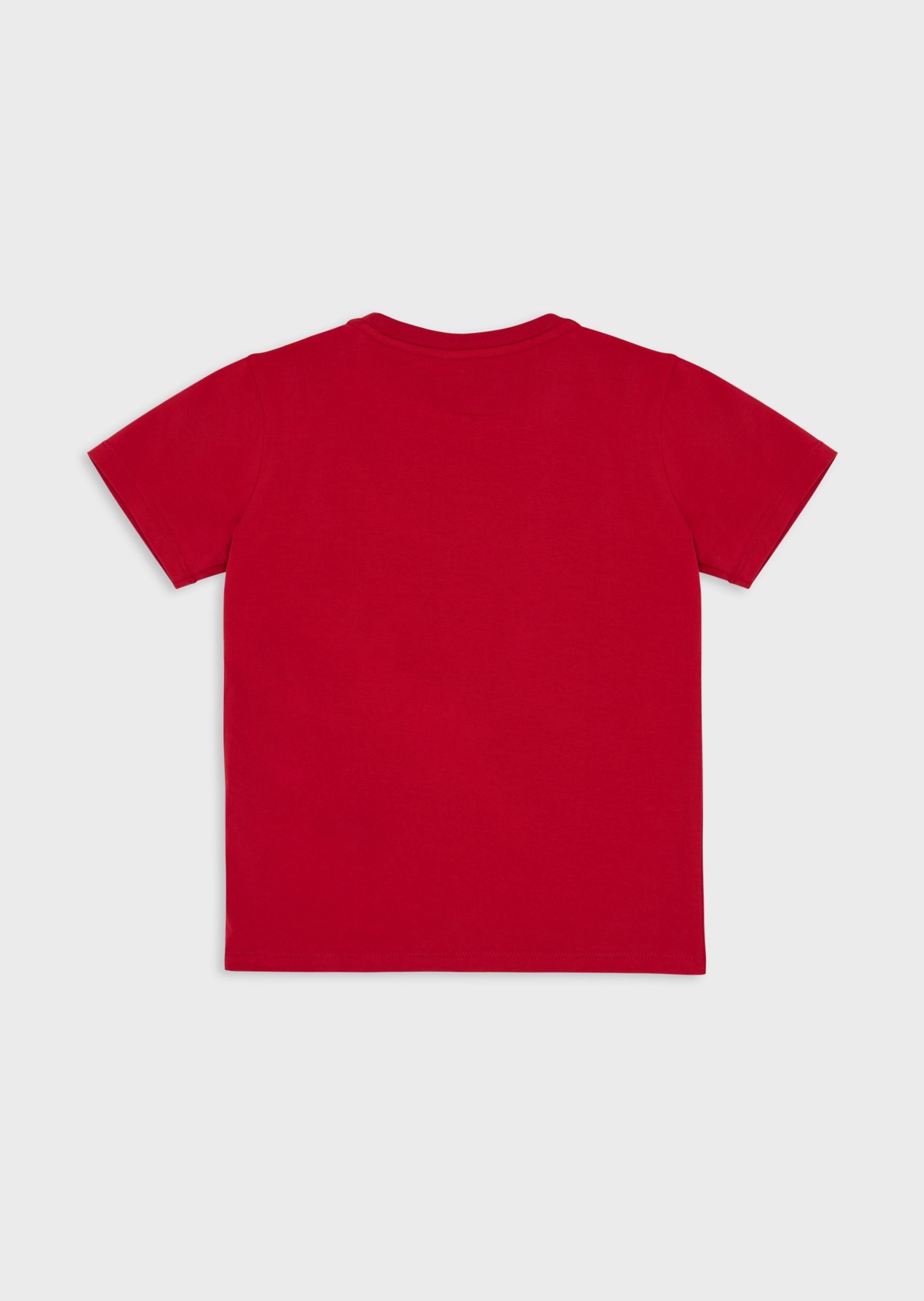 Boys Red Printed Cotton T-shirt