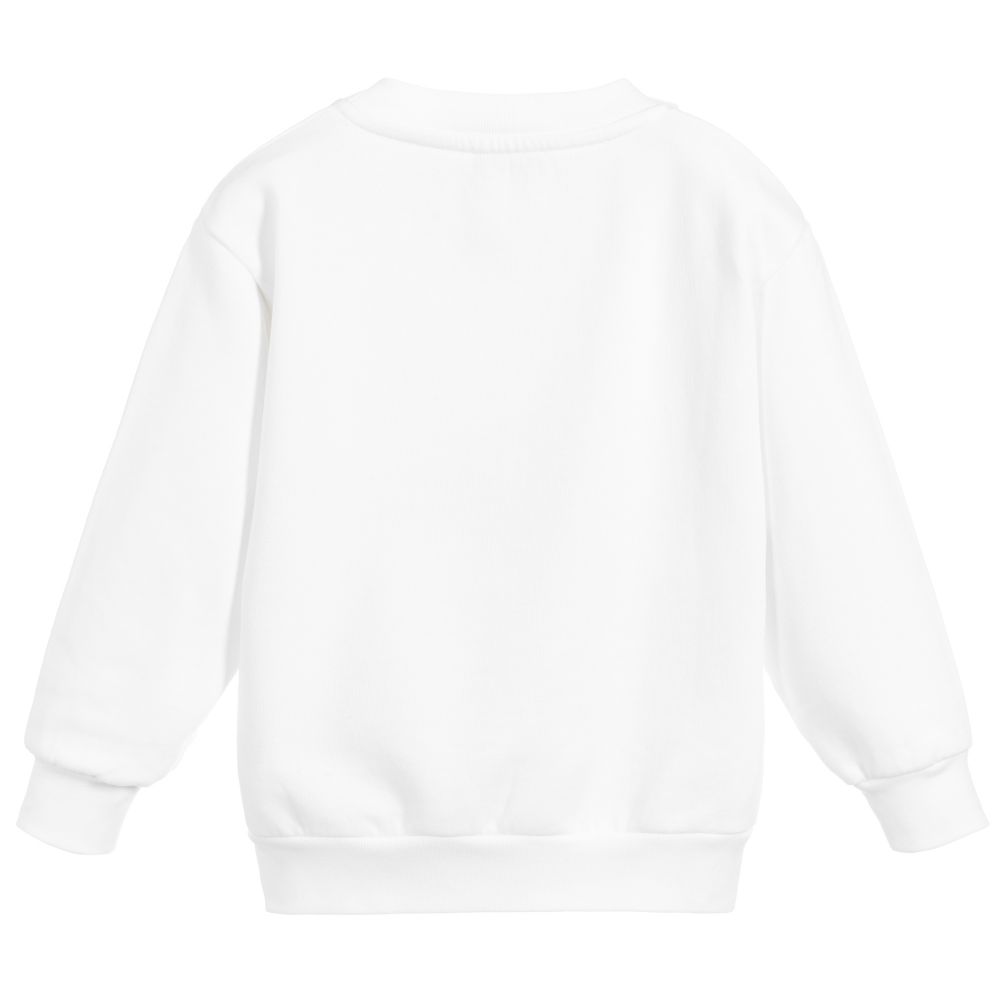 Boys & Girls White Cotton Logo Sweatshirt